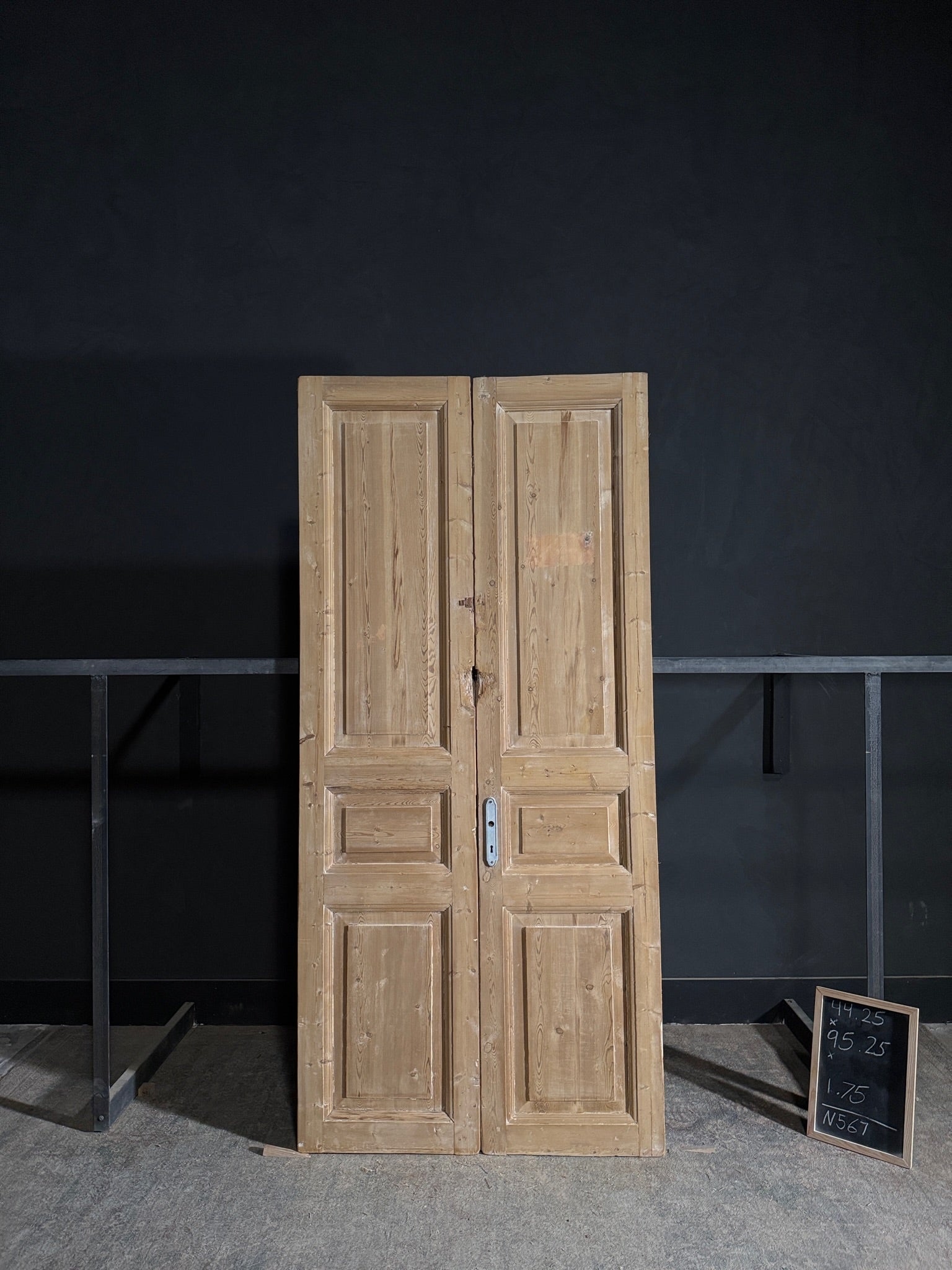 Antique 3 Panel Solid Double Doors - 44.25x95.25 - N567
