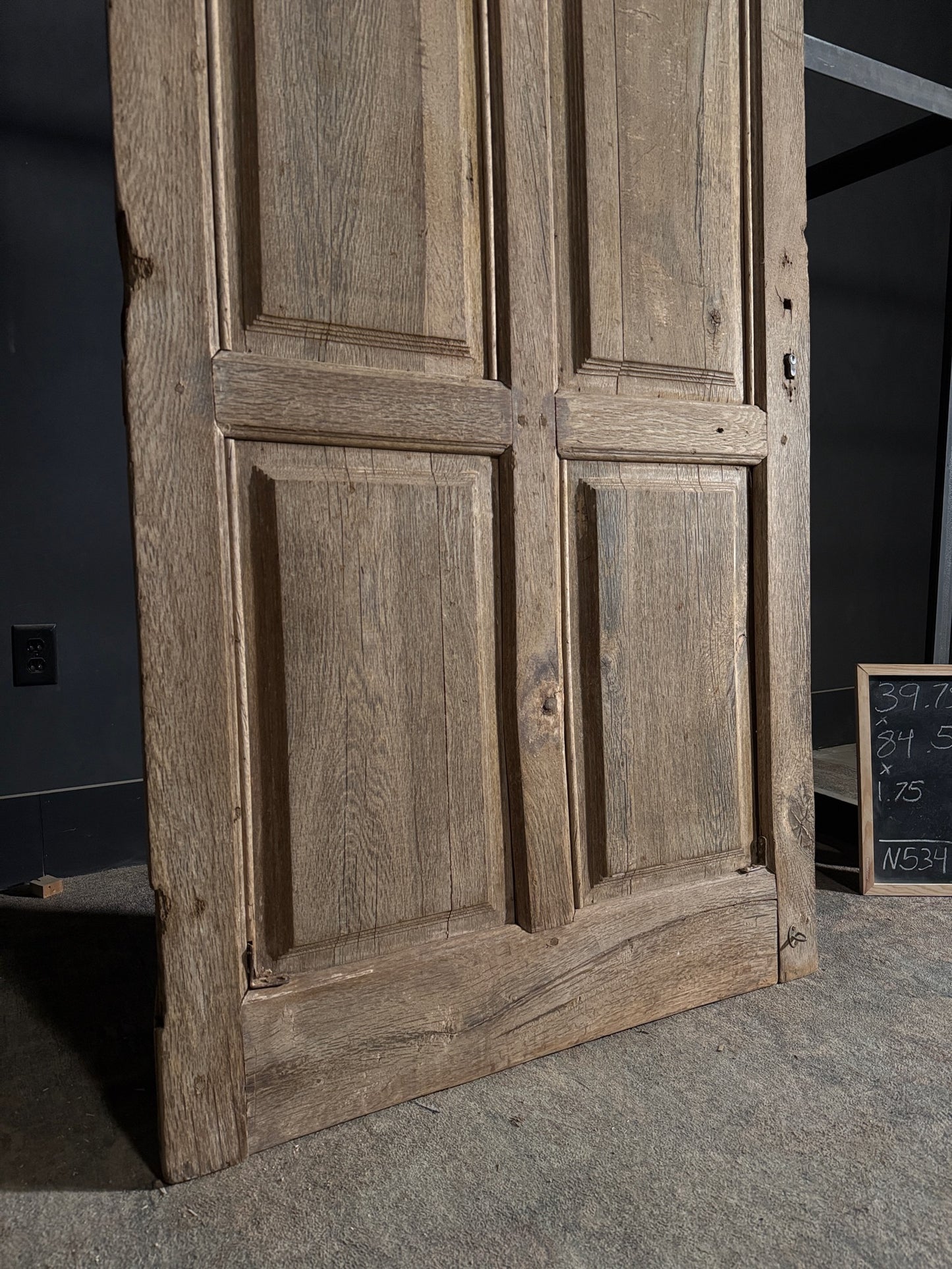 Antique 4 Panel Gothic Solid Oak Single Door - 39.75x84.5 - N534