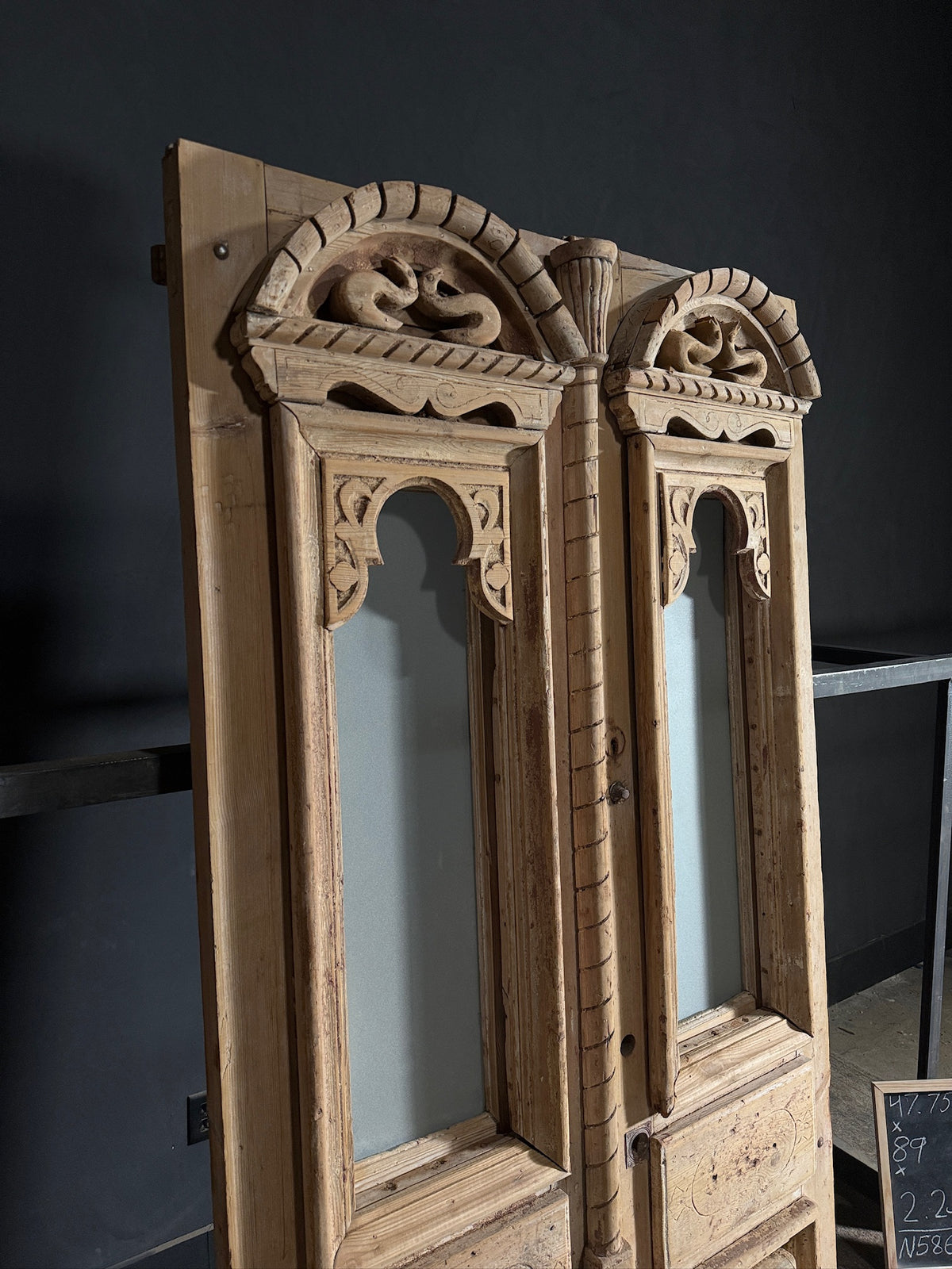 Antique Carved 1 Lite French Doors - 47.75x89 - N586
