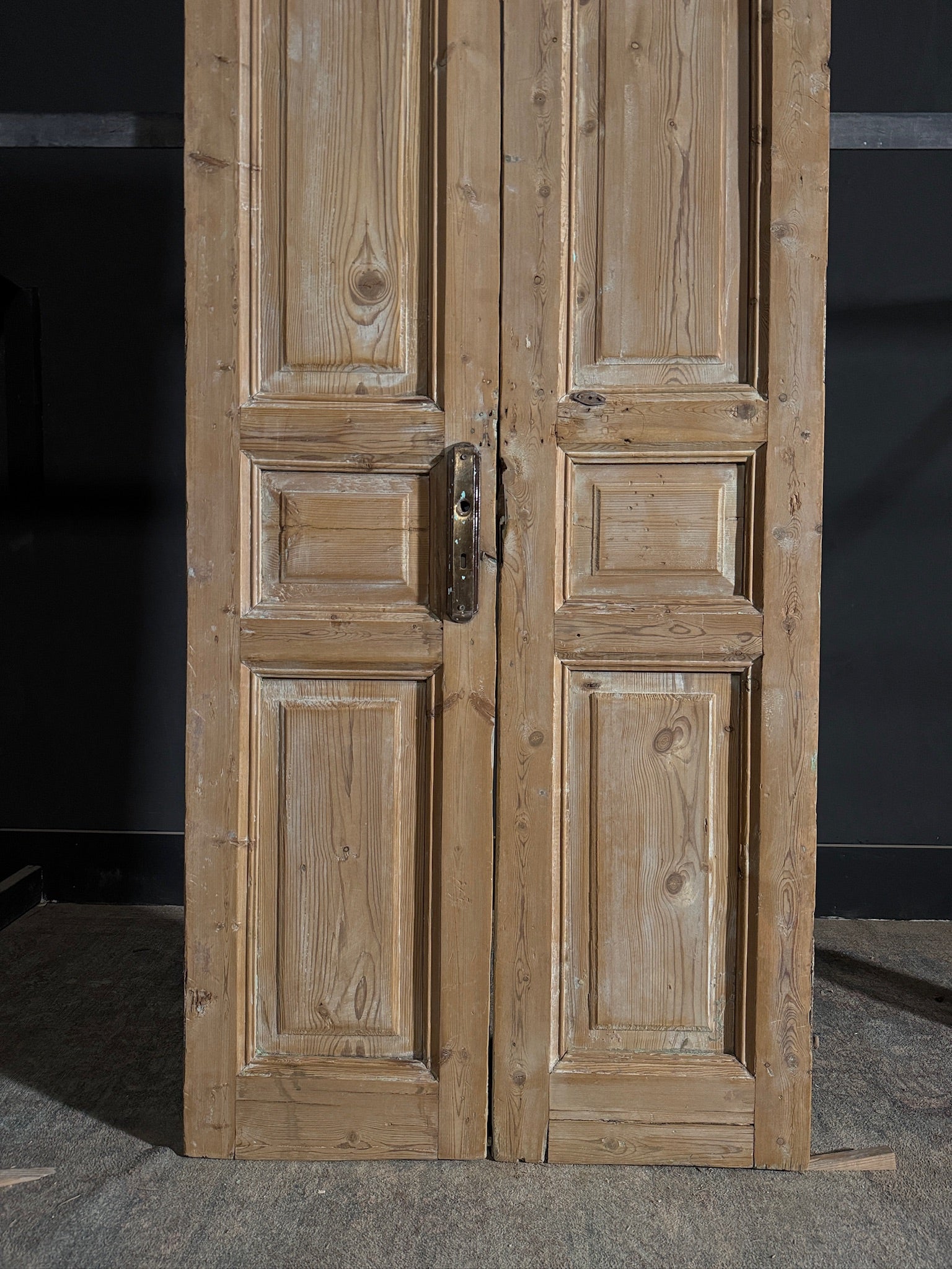 Antique 3 Panel Solid Double Doors - 35.5x91.75 - N479
