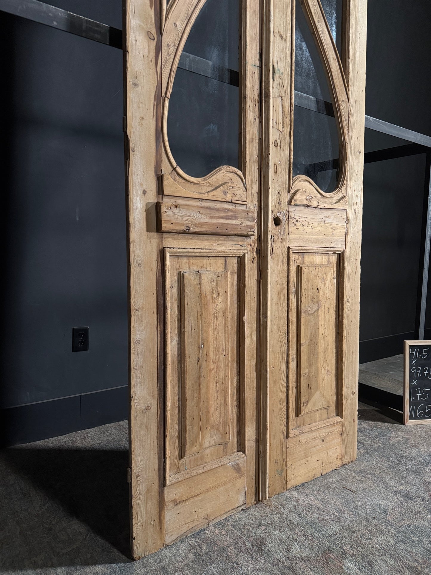 Antique Art Nouveau Glass French Doors - 41.5x97.75 - N65