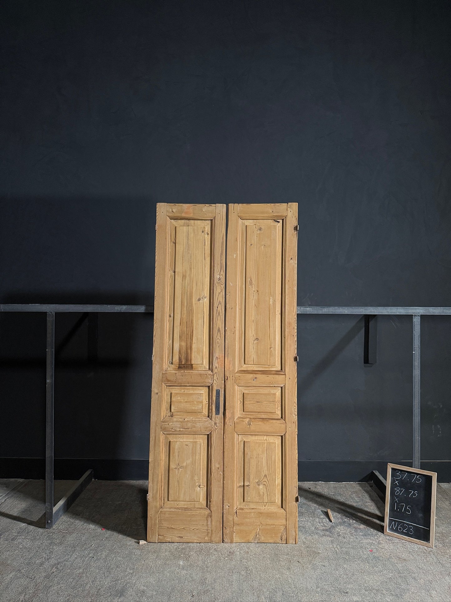 Antique 3 Panel Solid Double Doors - 37.75x87.75 - N623