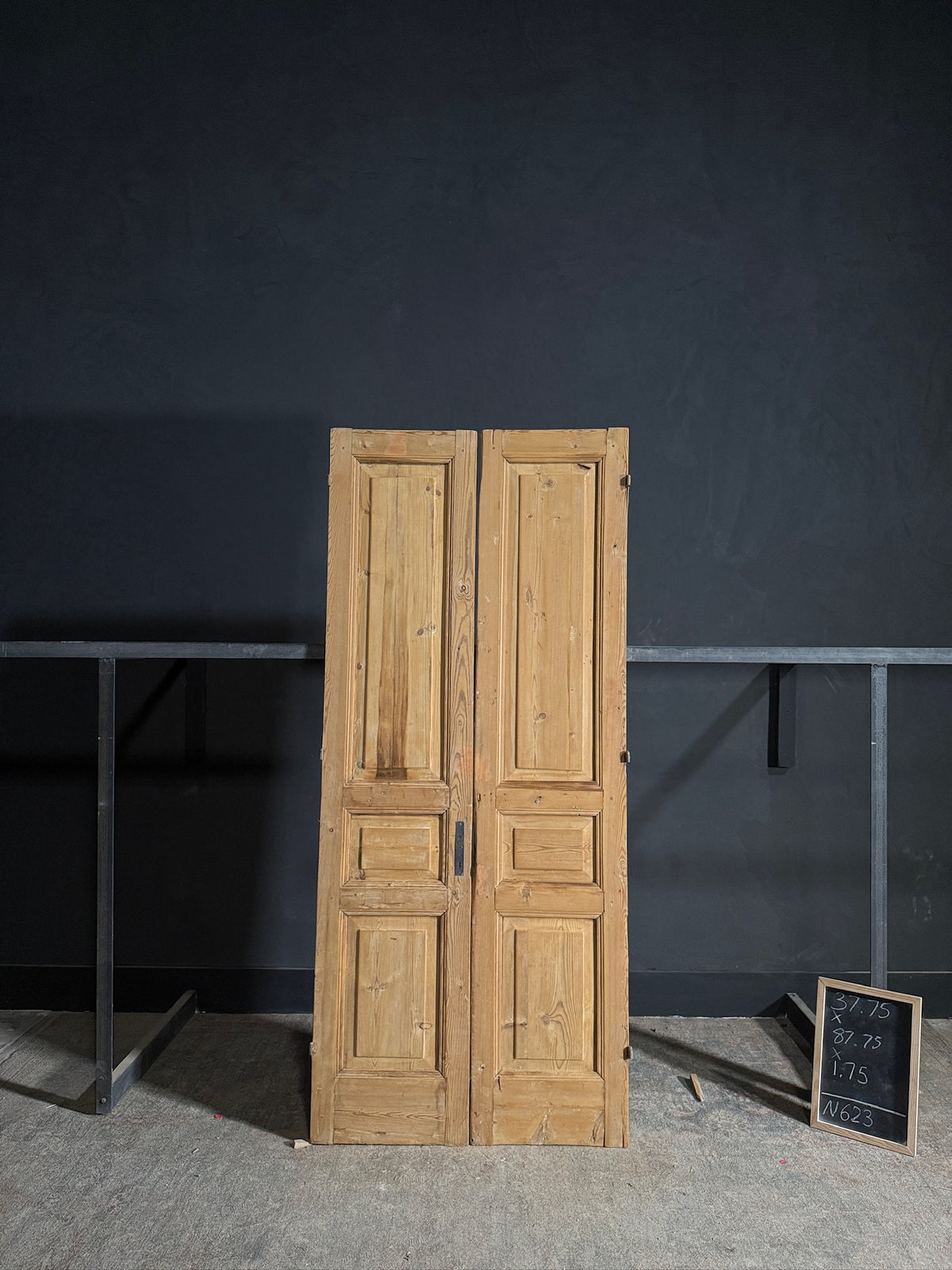 Antique 3 Panel Solid Double Doors - 37.75x87.75 - N623