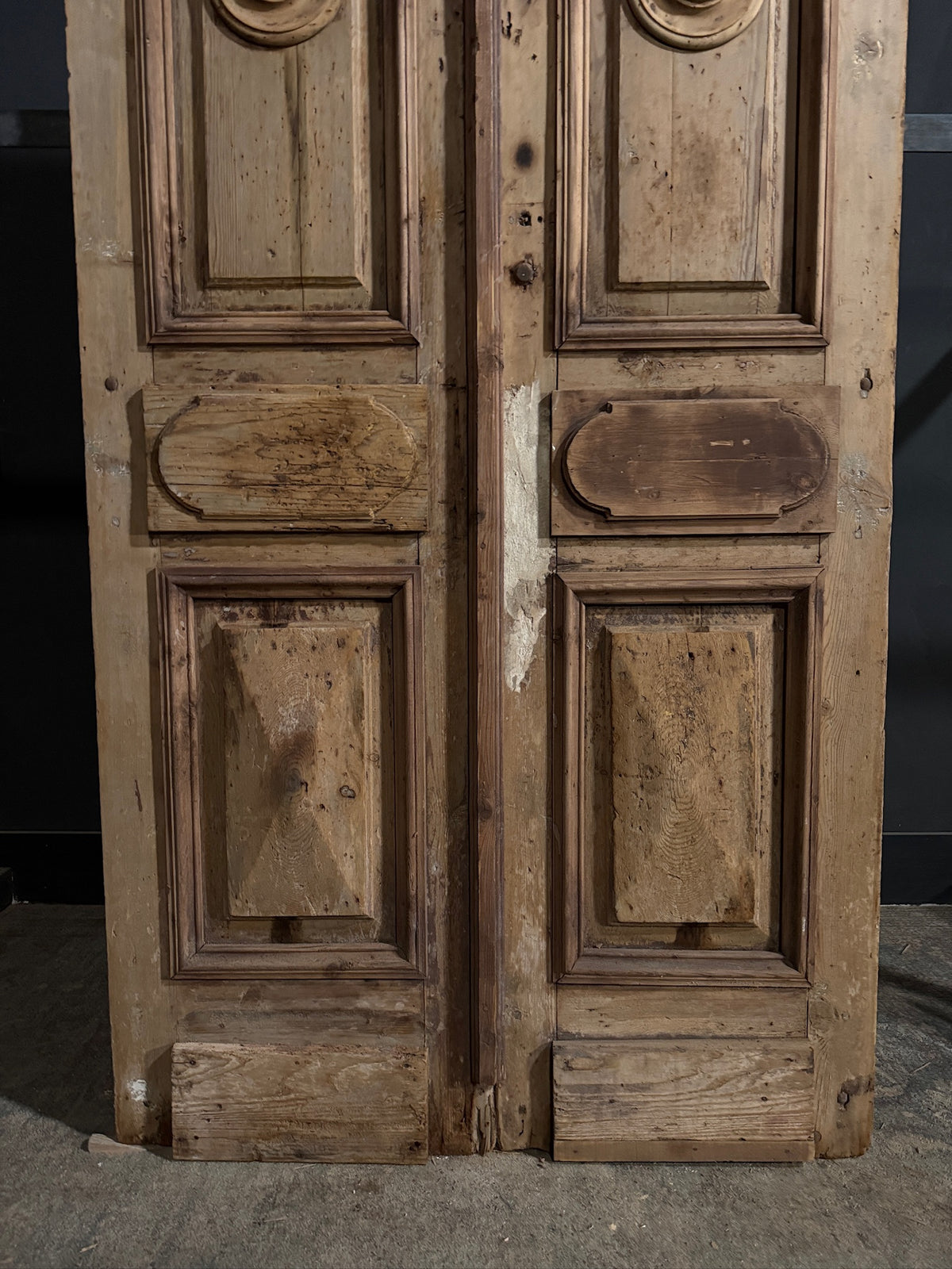 Antique Carved 3 Panel Double Doors - 45x93 - N703