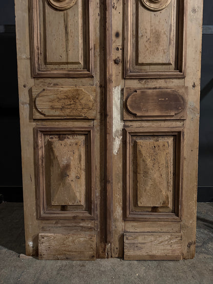 Antique Carved 3 Panel Double Doors - 45x93 - N703