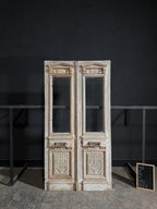 Antique Carved 1 Lite French Doors - 48x93 - N137