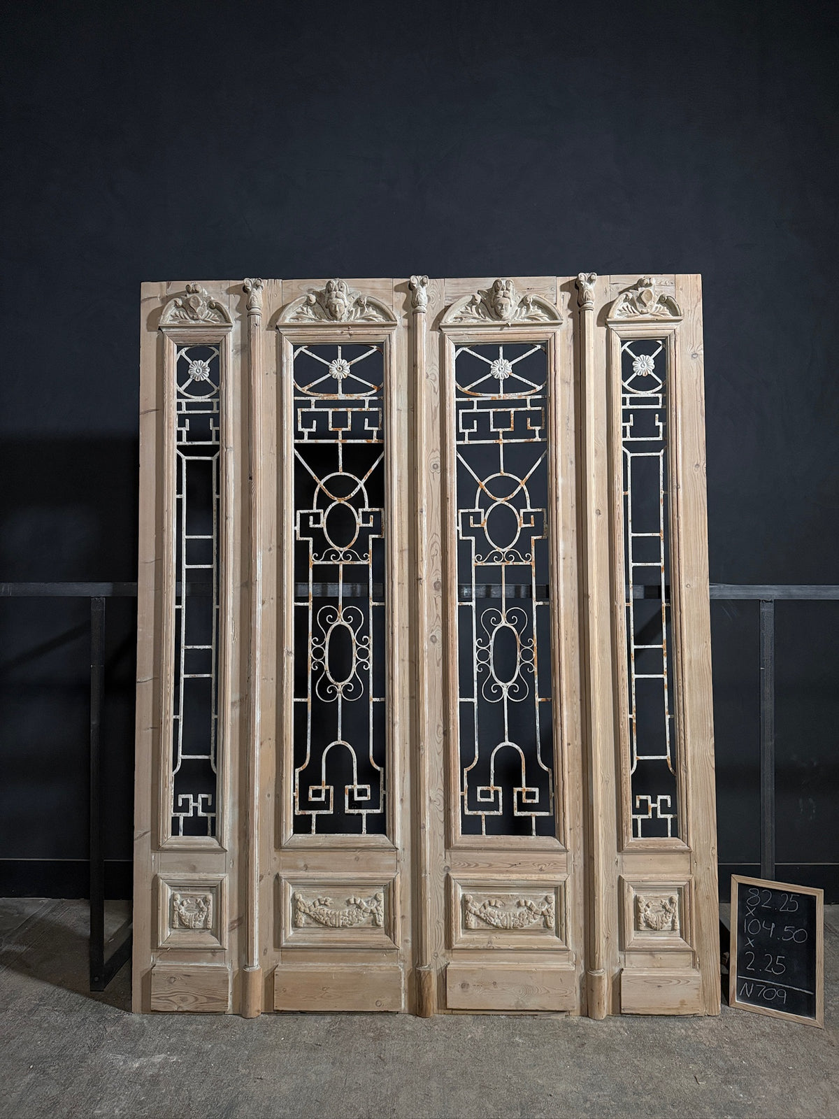 Antique Carved Iron French Doors - 82.25x104.5 - N709