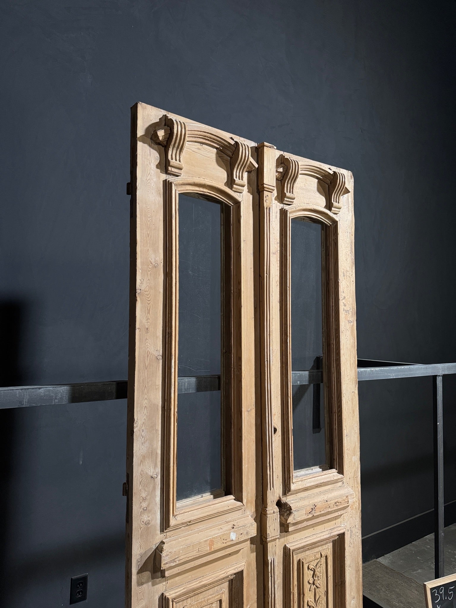 Antique Carved 1 Lite French Doors - 39.5x93.75 - N182
