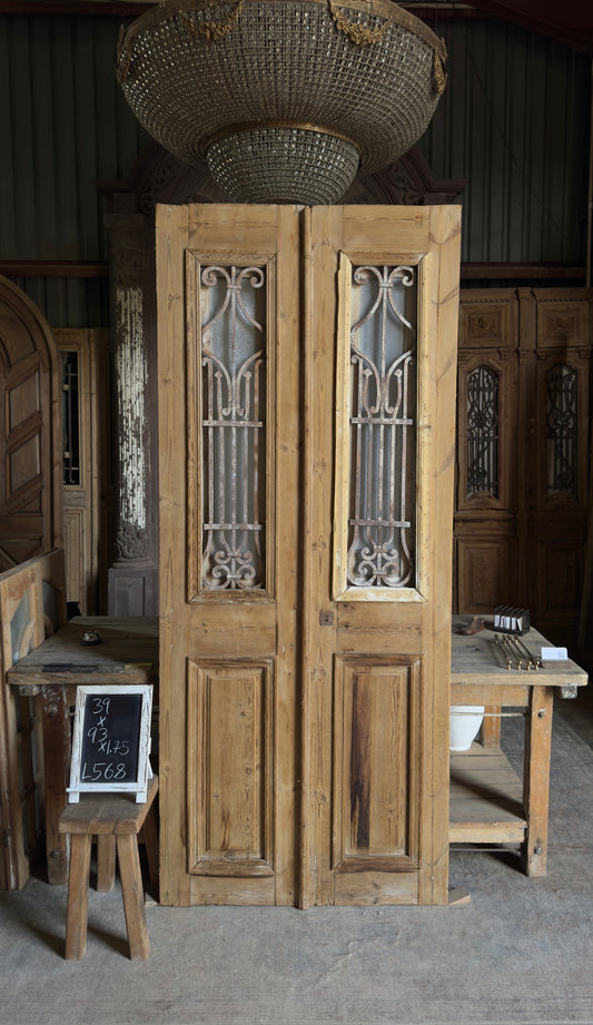 Antique Iron 2 Lite French Doors - 39x93 - L568