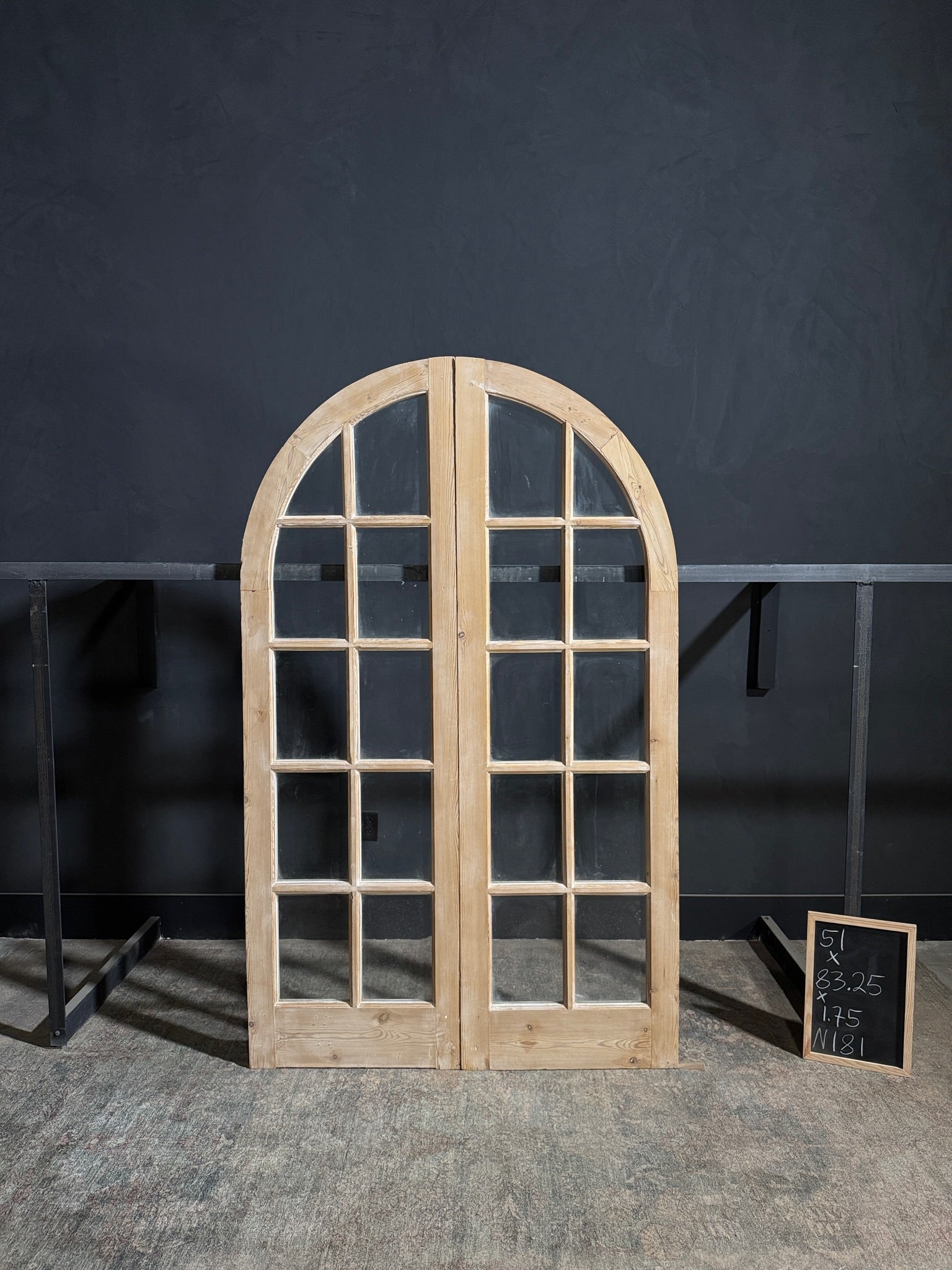 Antique Glass 5 Lite Arched French Doors - 51x83.25 - N181