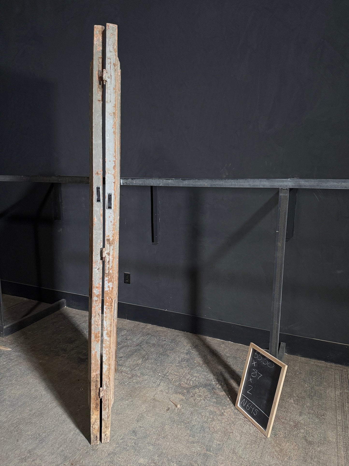 Antique 2 Panel Solid Double Doors - 55.5x87 - N645
