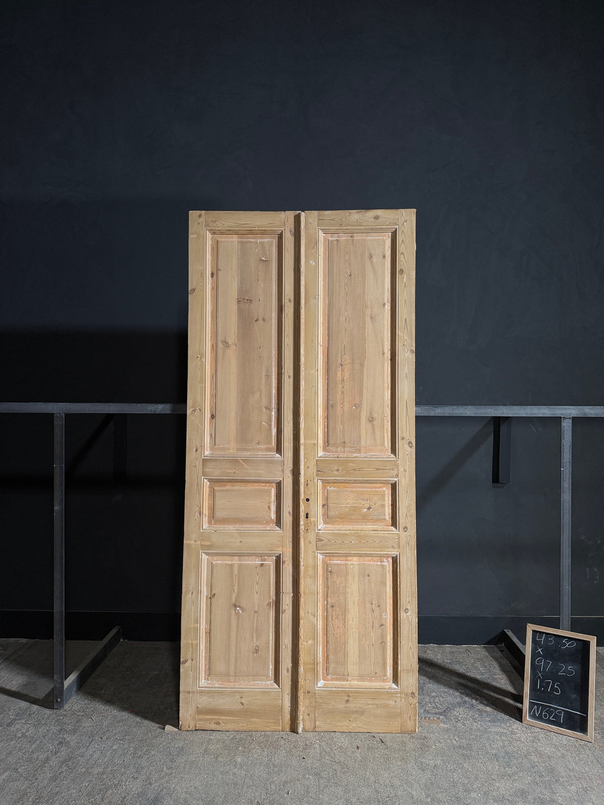 Antique 3 Panel Solid Double Doors - 43.5x97.25 - N629