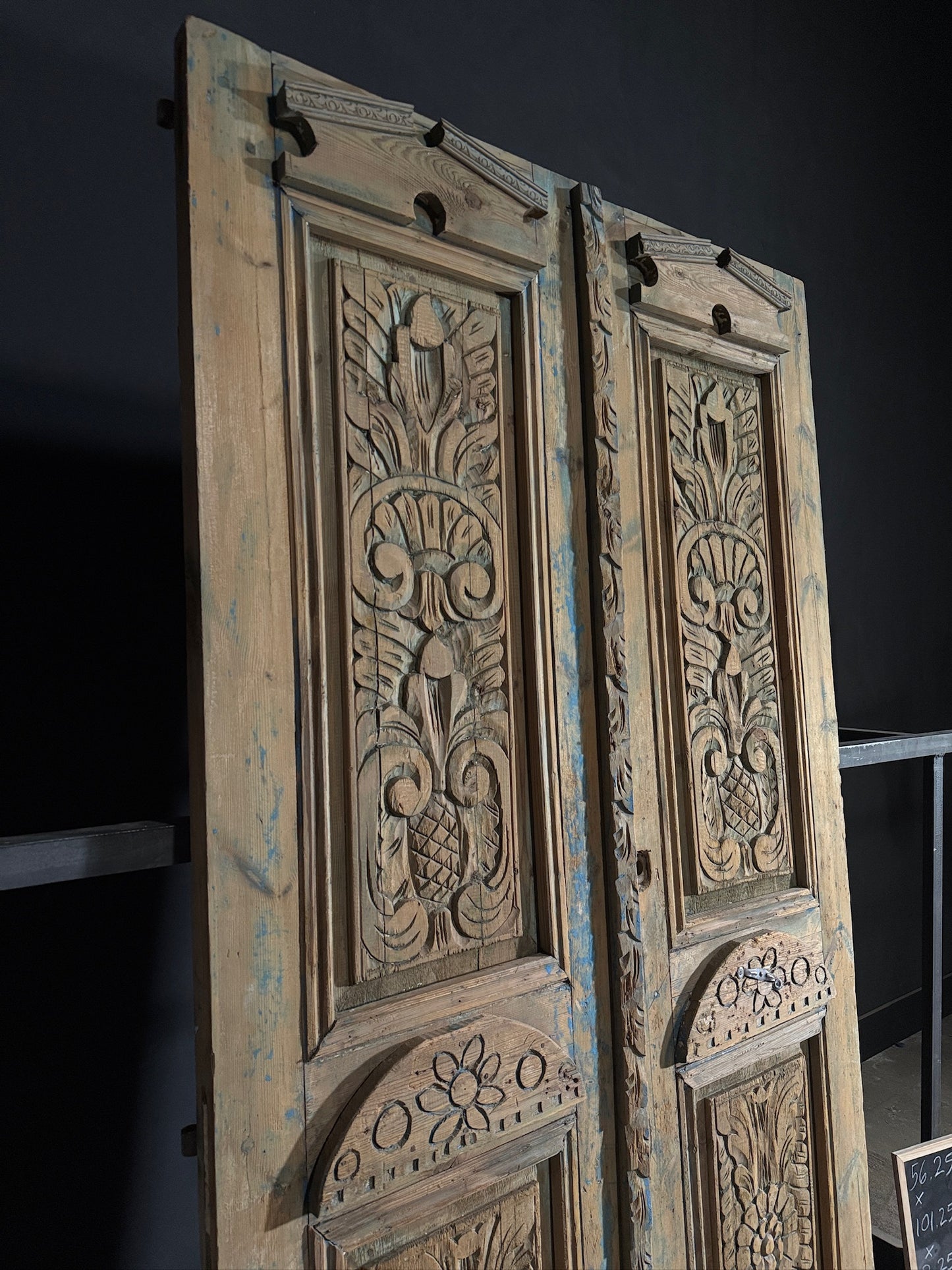 Antique Carved 2 Panel Double Doors - 56.25x101.25 - N412