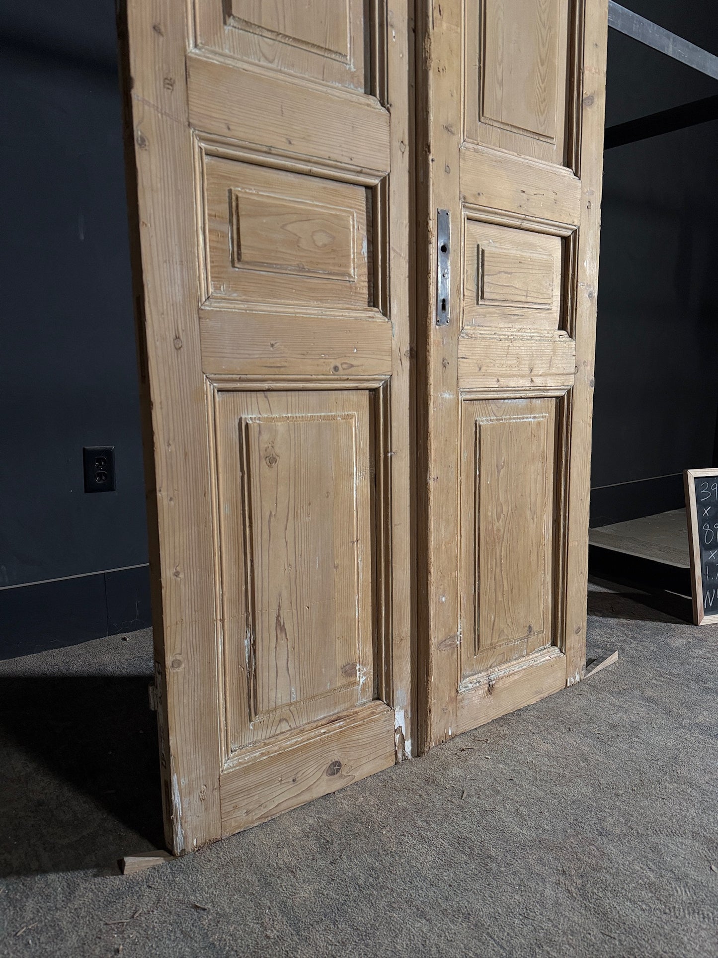 Antique 3 Panel Solid Double Doors - 39.5x89.75 - N427