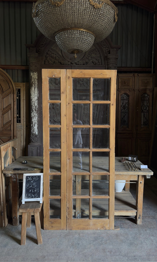 Antique Glass 30 Lite French Doors - 36.75x82.5 - L545