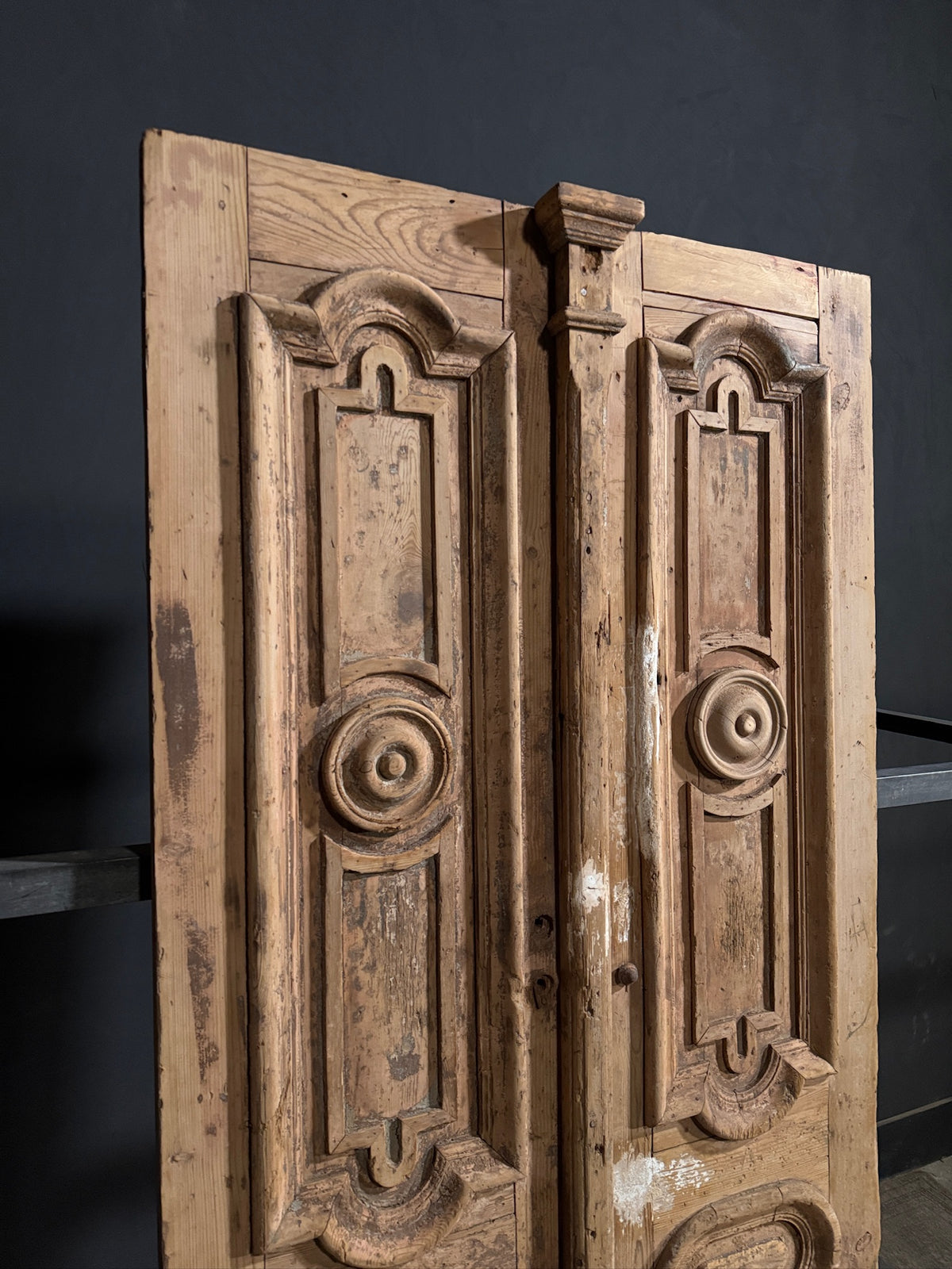 Antique Carved 3 Panel Double Doors - 41.5x90.5 - N707