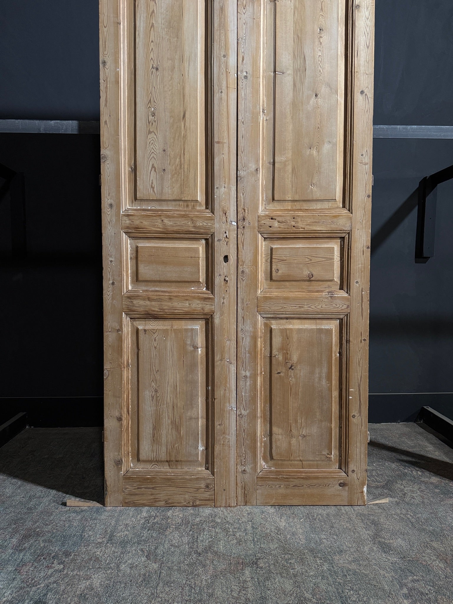 Antique 3 Panel Solid Double Doors - 41x95.25 - N158