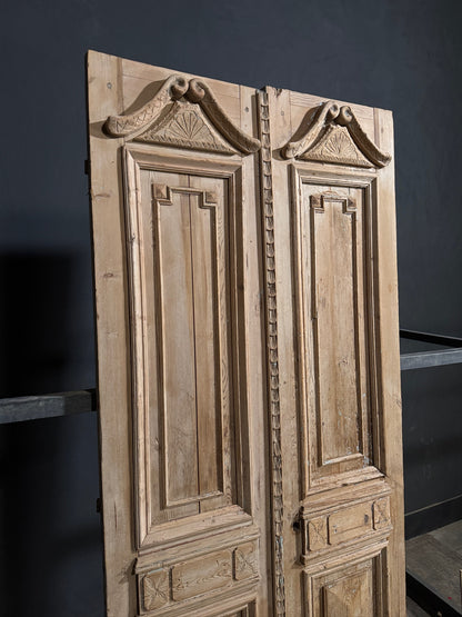 Antique Carved 3 Panel Double Doors - 42.75x96 - N711