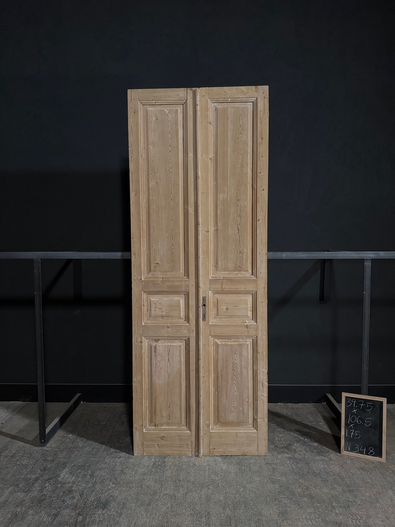 Antique 3 Panel Solid Double Doors - 39.75x106.5 - N348