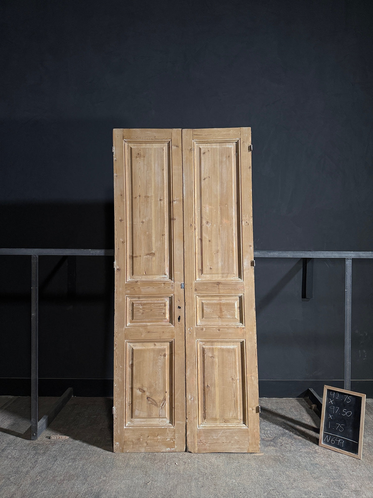 Antique 3 Panel Solid Double Doors - 42.75x97.5 - N649