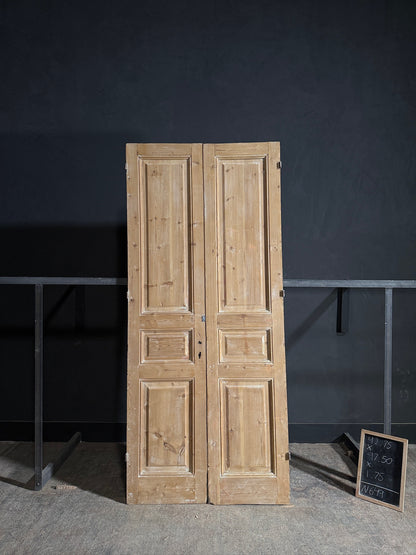 Antique 3 Panel Solid Double Doors - 42.75x97.5 - N649