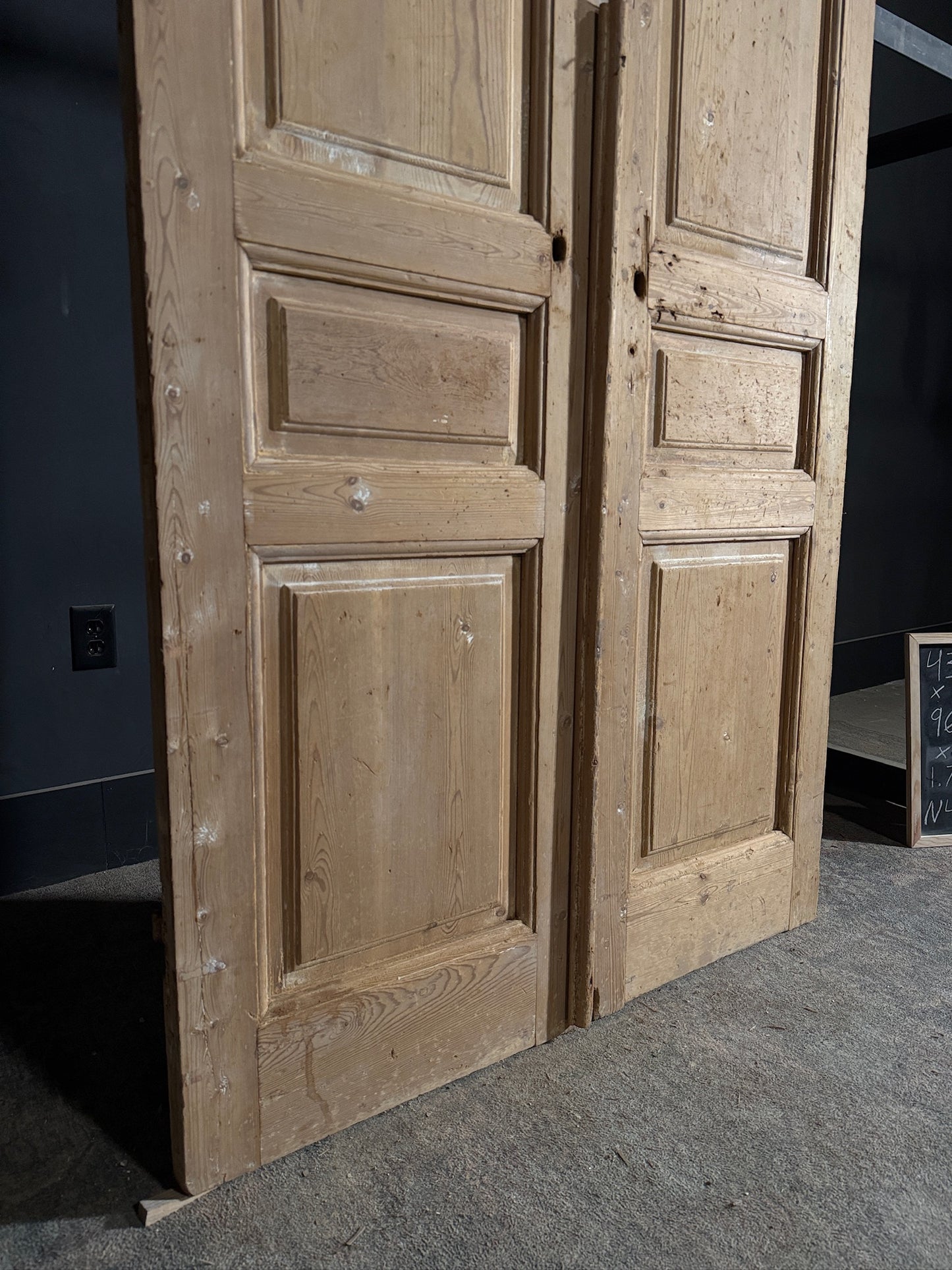 Antique 3 Panel Solid Double Doors - 43.75x96.25 - N421