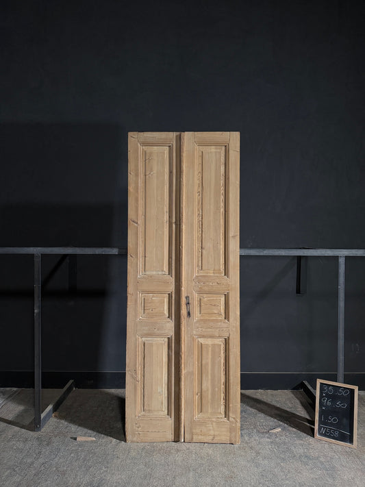 Antique 3 Panel Solid Double Doors - 35.5x96.5 - N558