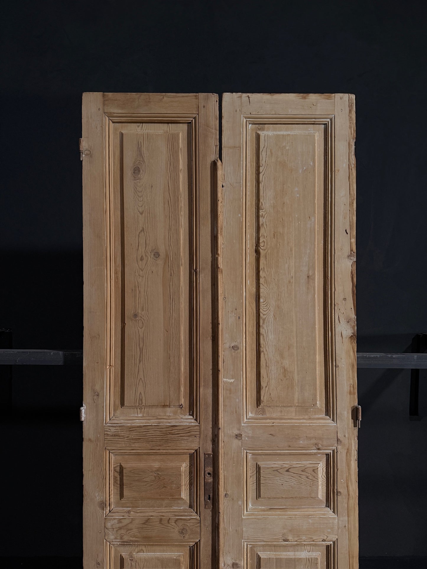 Antique Iron 3 Panel Double Doors - 39.25x98 - N09