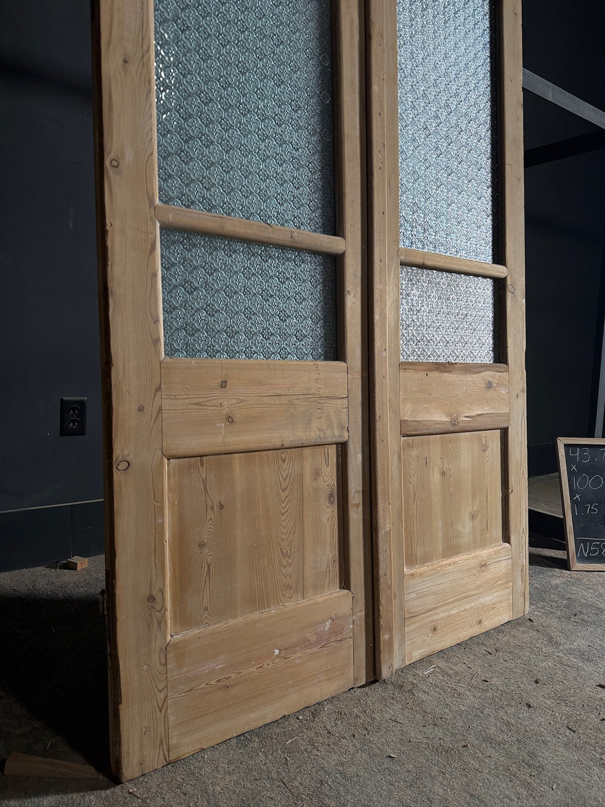 Antique Obscured Glass 2 Lite French Doors - 43.75x100.5 - N582