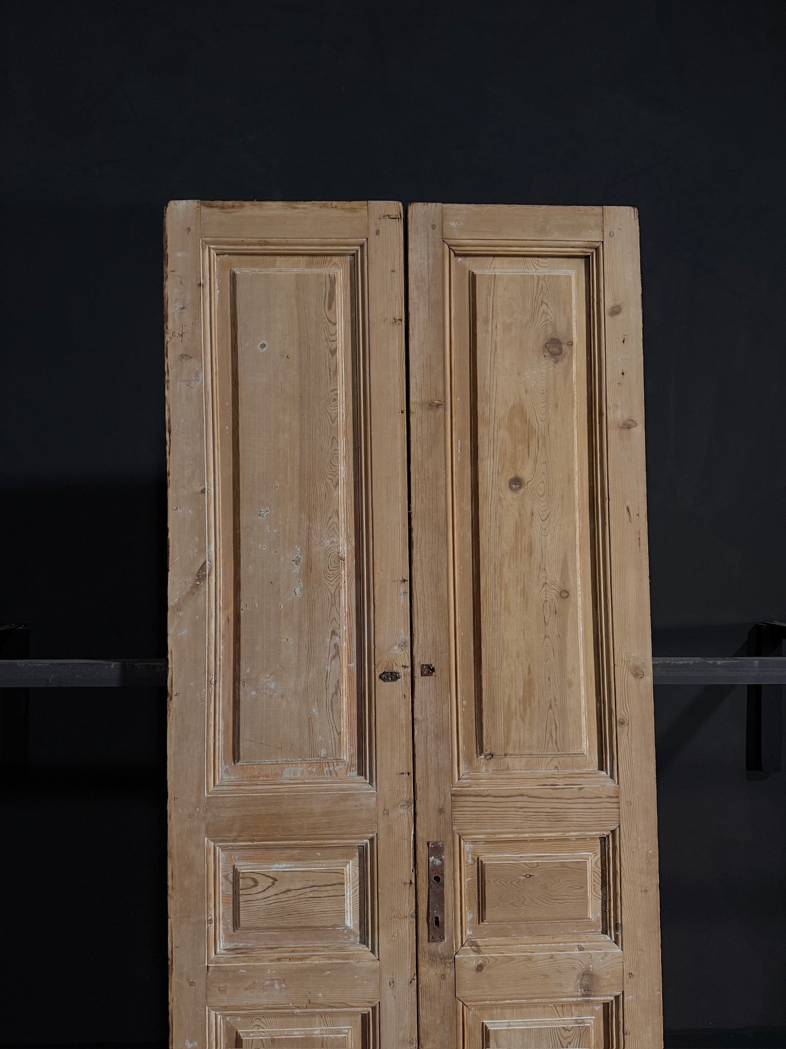 Antique Iron 3 Panel Double Doors - 39.25x98 - N09