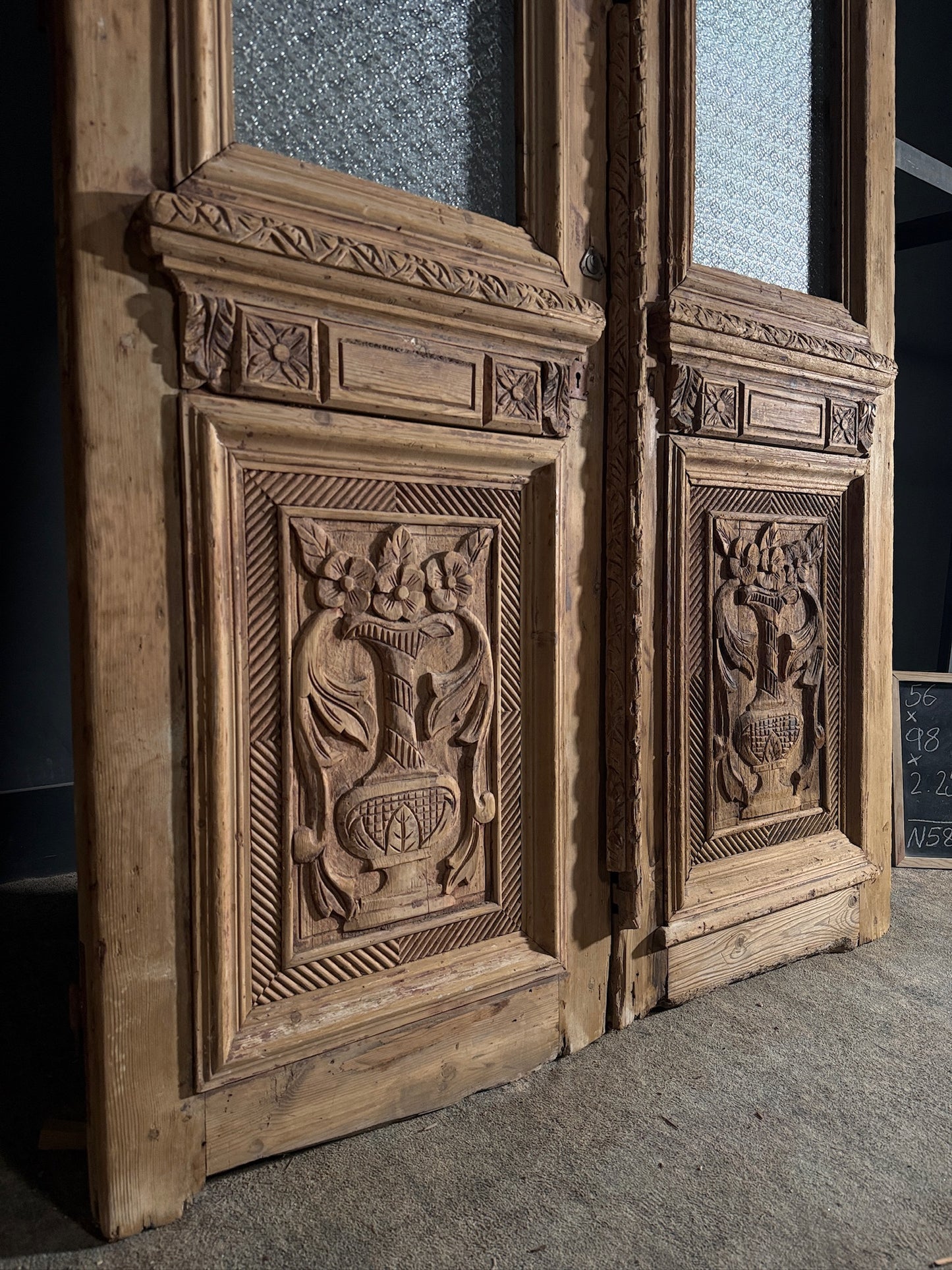 Antique Carved Iron French Doors - 56x98 - N583
