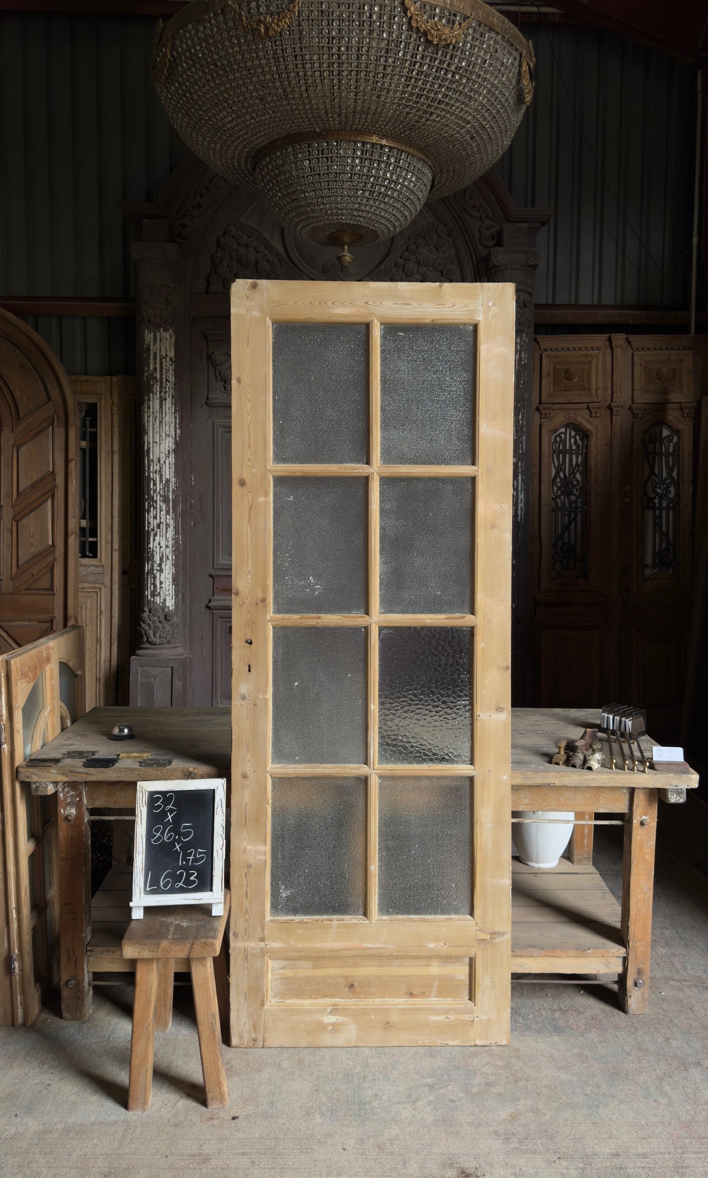 Antique Obscured Glass 9 Lite Door - 32x86.5 - L623