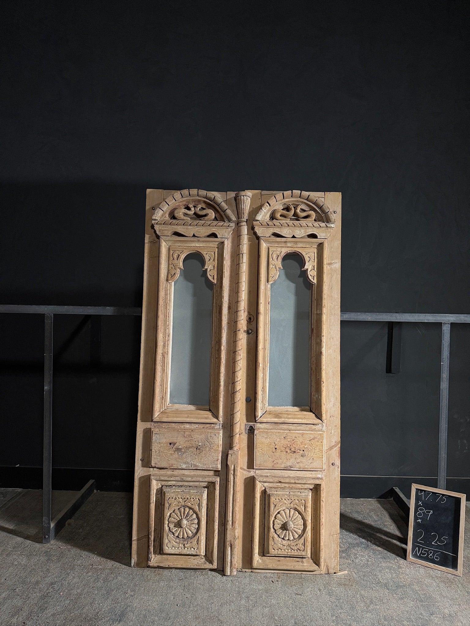 Antique Carved 1 Lite French Doors - 47.75x89 - N586