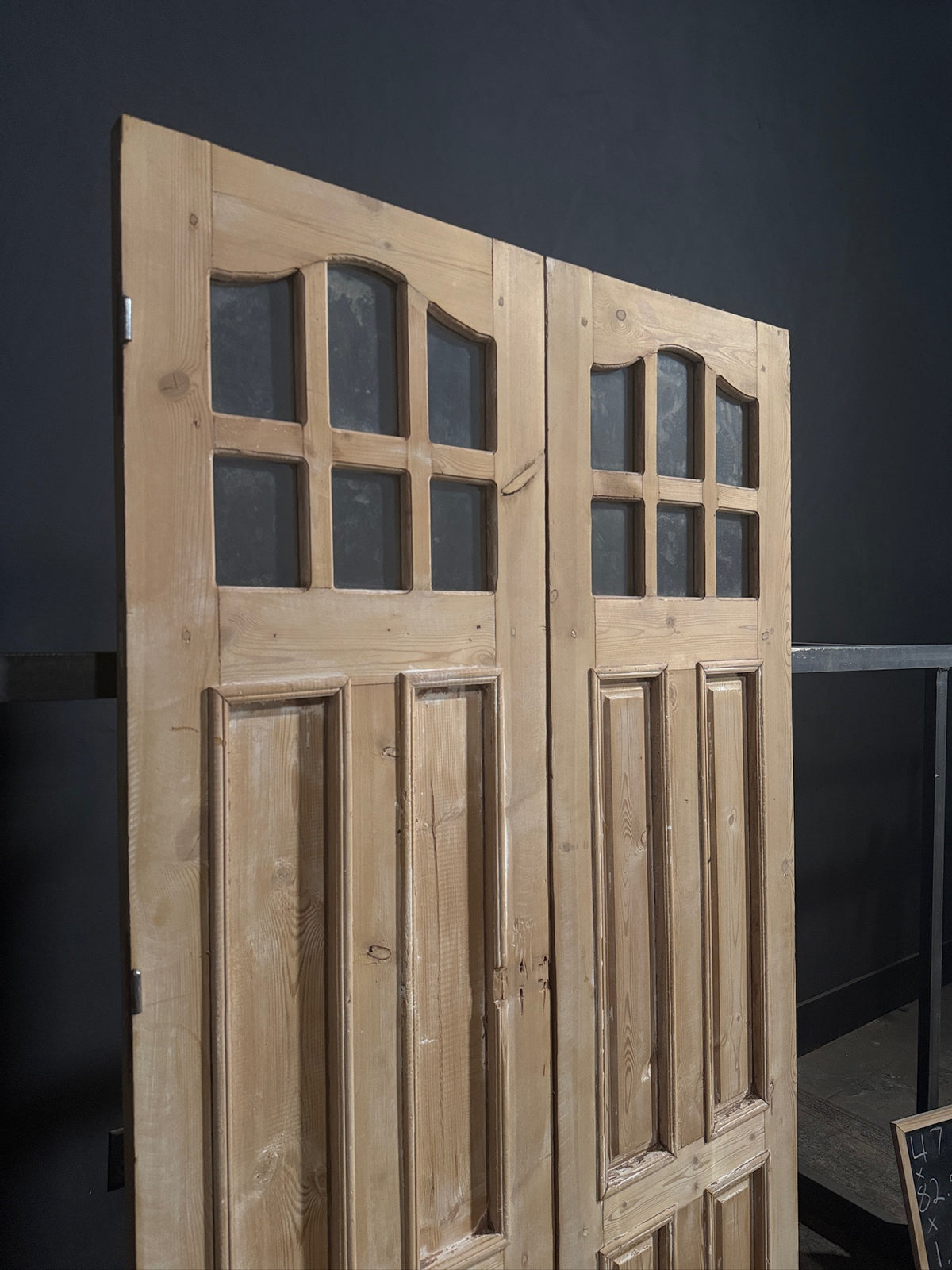 Antique Paneled Clear Glass Double Doors - 47x82.5 - N760