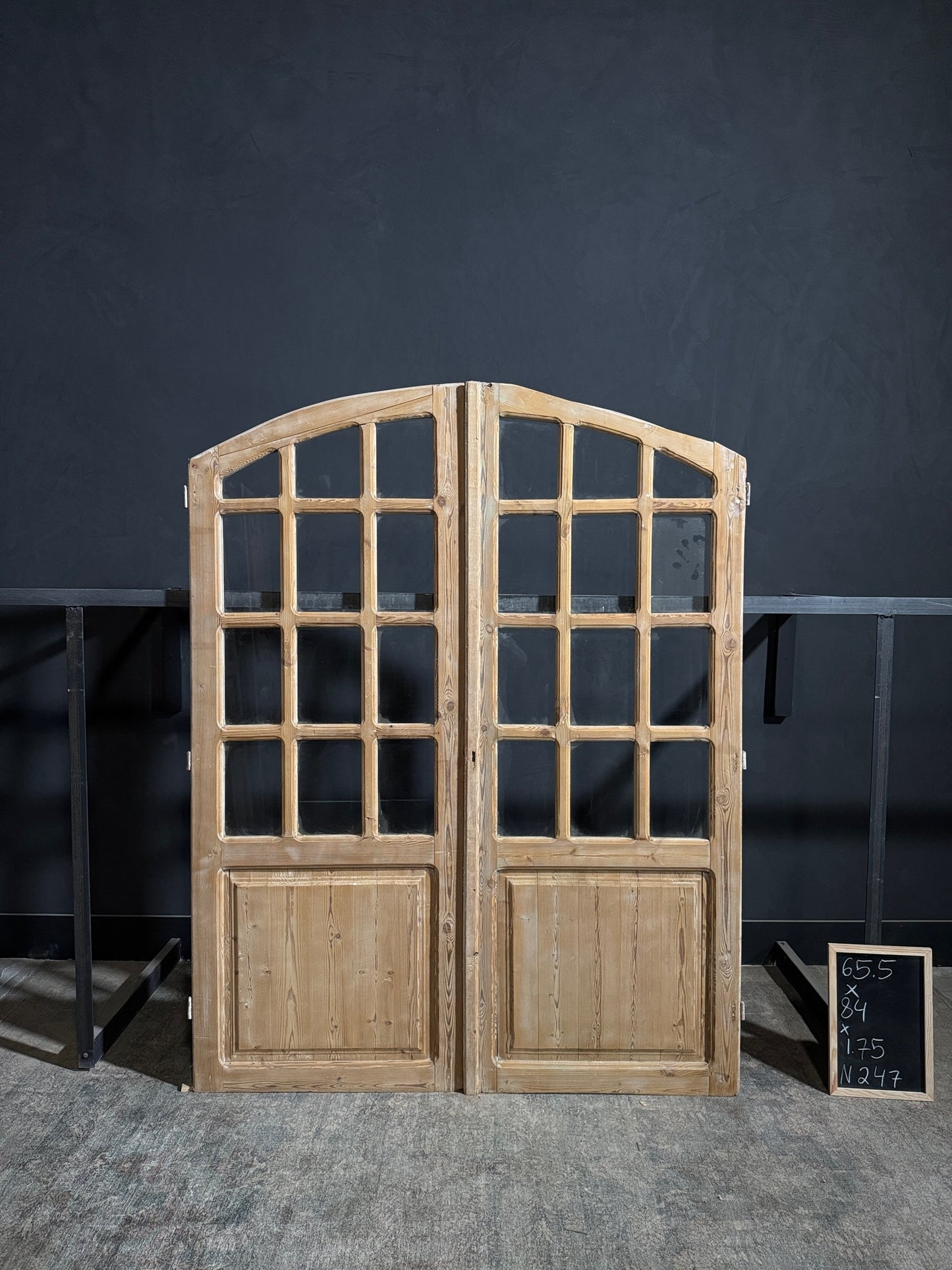 Antique Glass 11 Lite Arched French Doors - 65.5x84 - N247