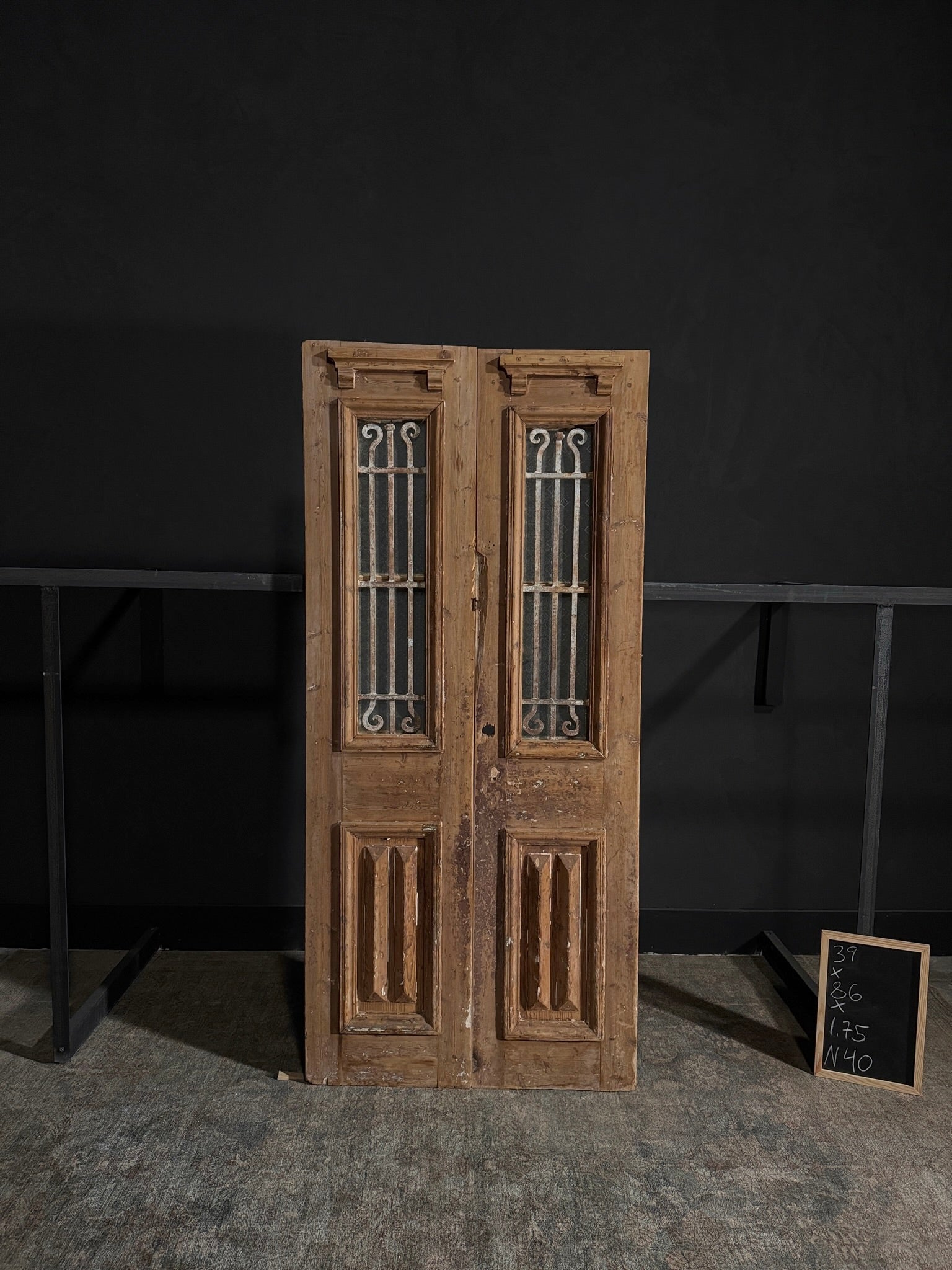 Antique Iron French Doors - 39x86 - N40