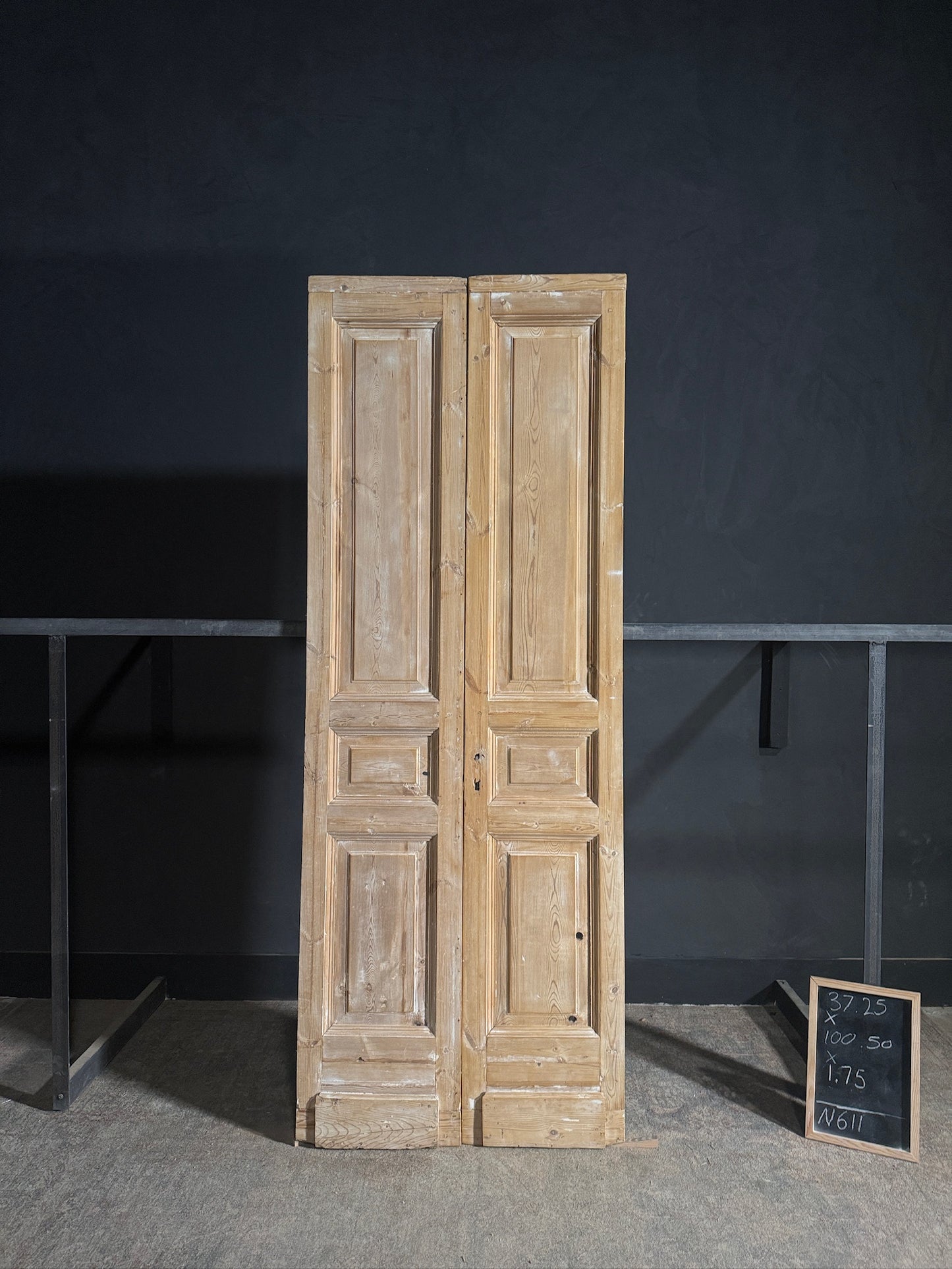 Antique 3 Panel Solid Double Doors - 37.25x100.5 - N611