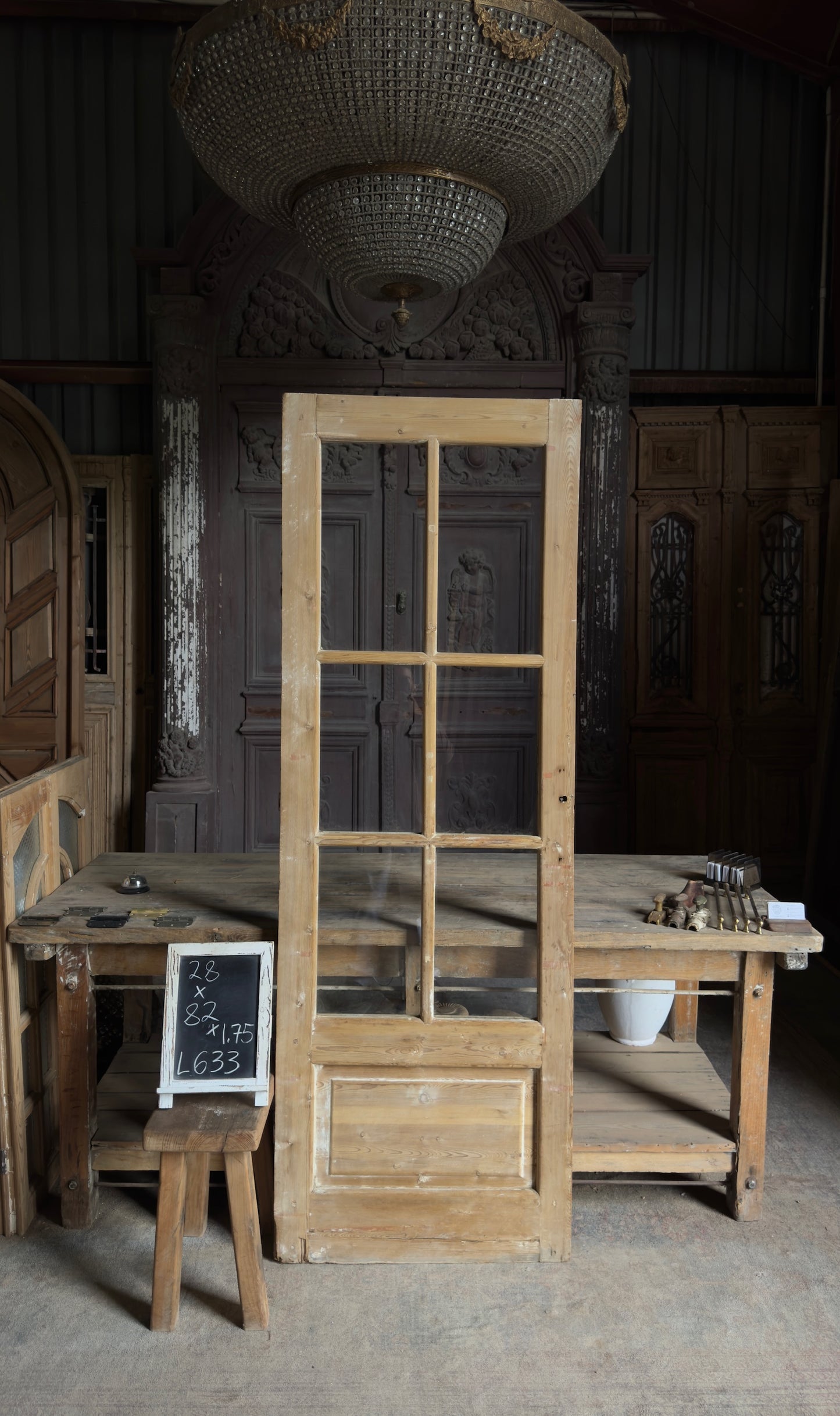 Antique Glass 6 Lite Door - 28x82 - L633