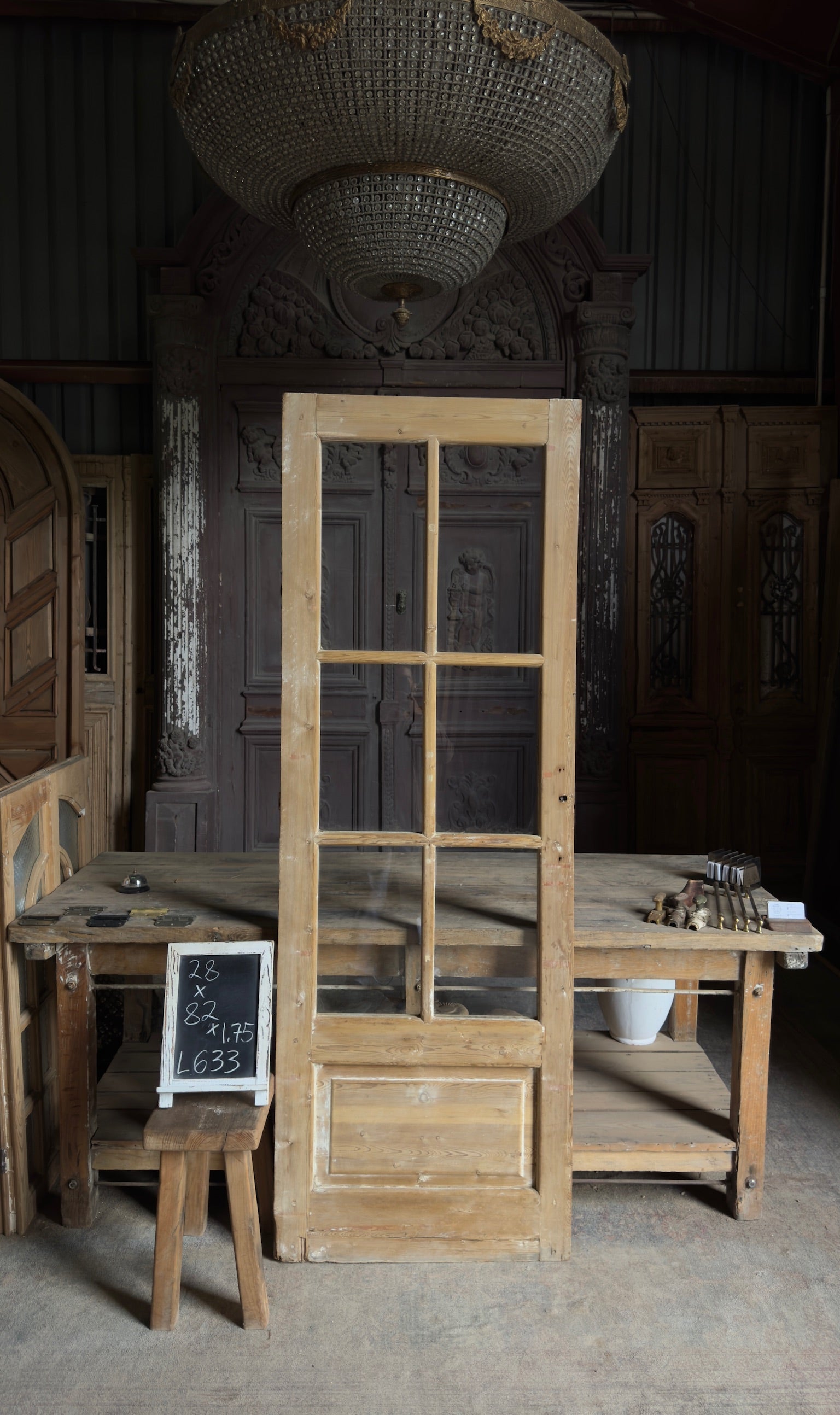 Antique Glass 6 Lite Door - 28x82 - L633
