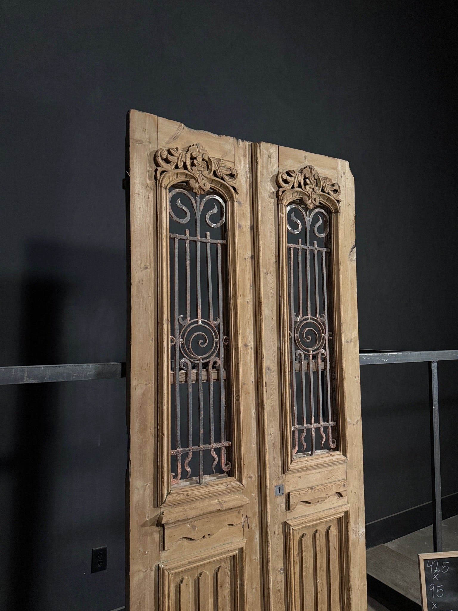Antique Carved Iron French Doors - 42.5x95 - N278