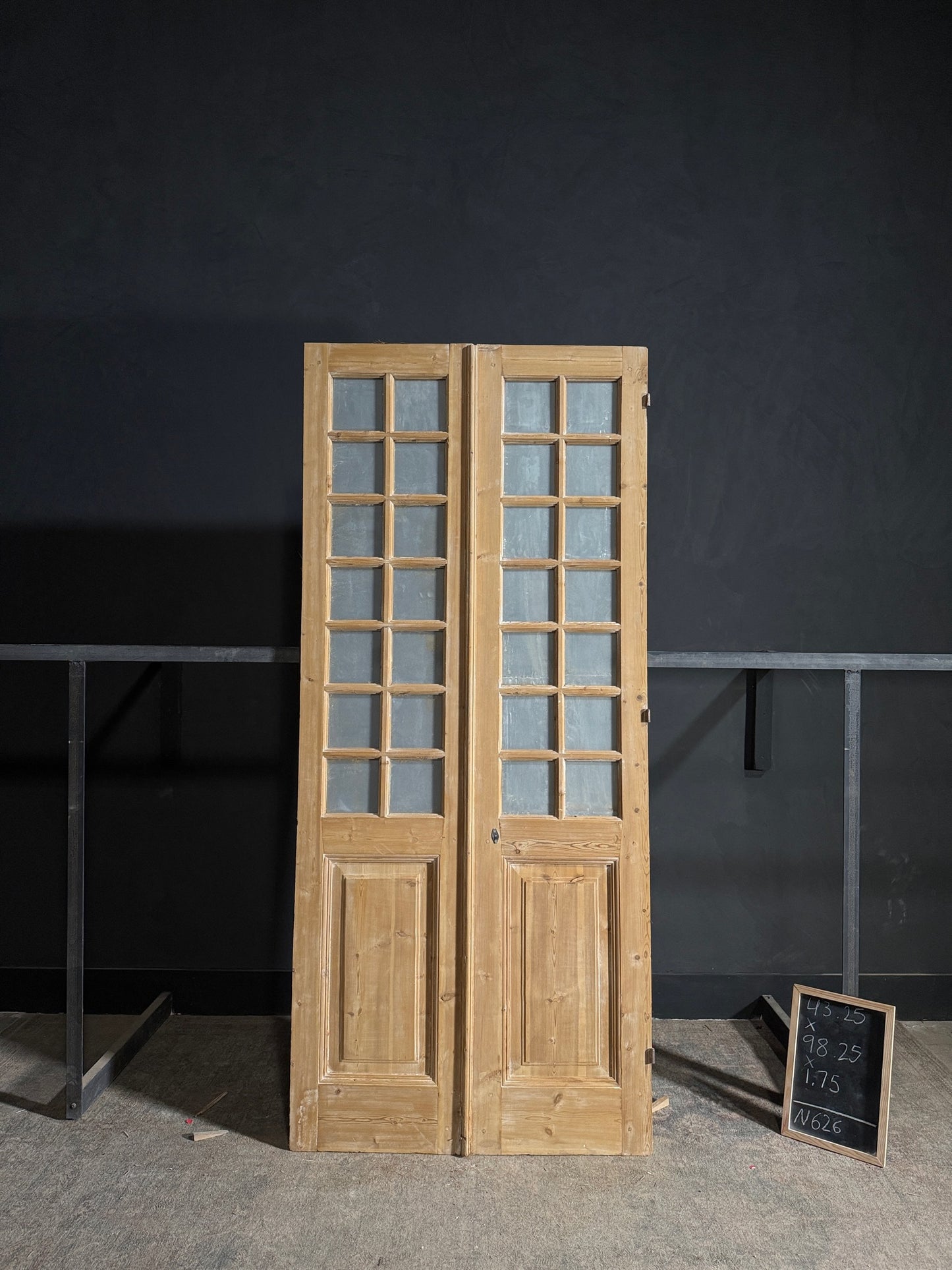 Antique Glass 16 Lite French Doors - 43.25x98.25 - N626