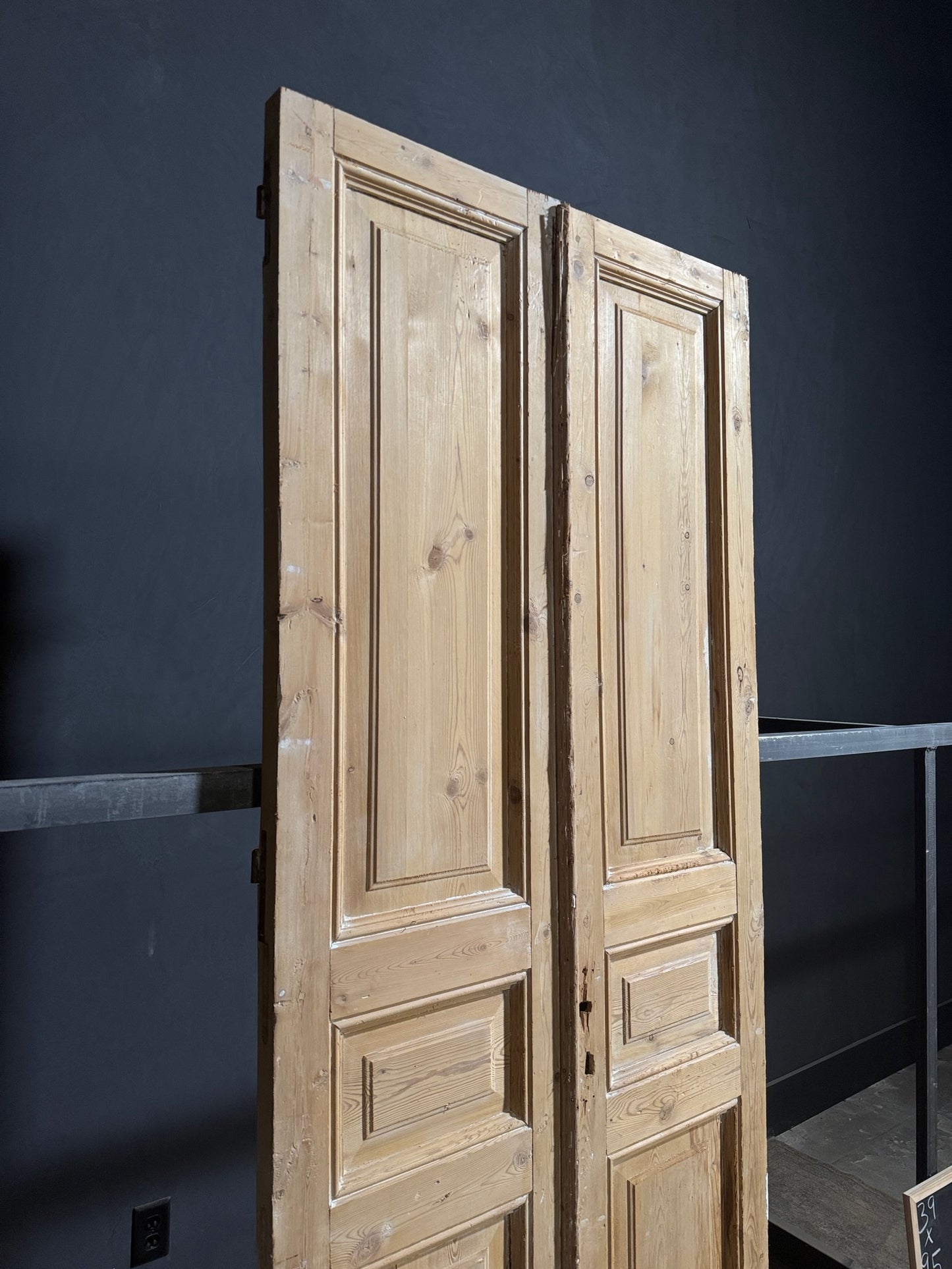 Antique 3 Panel Solid Double Doors - 39x95 - N178