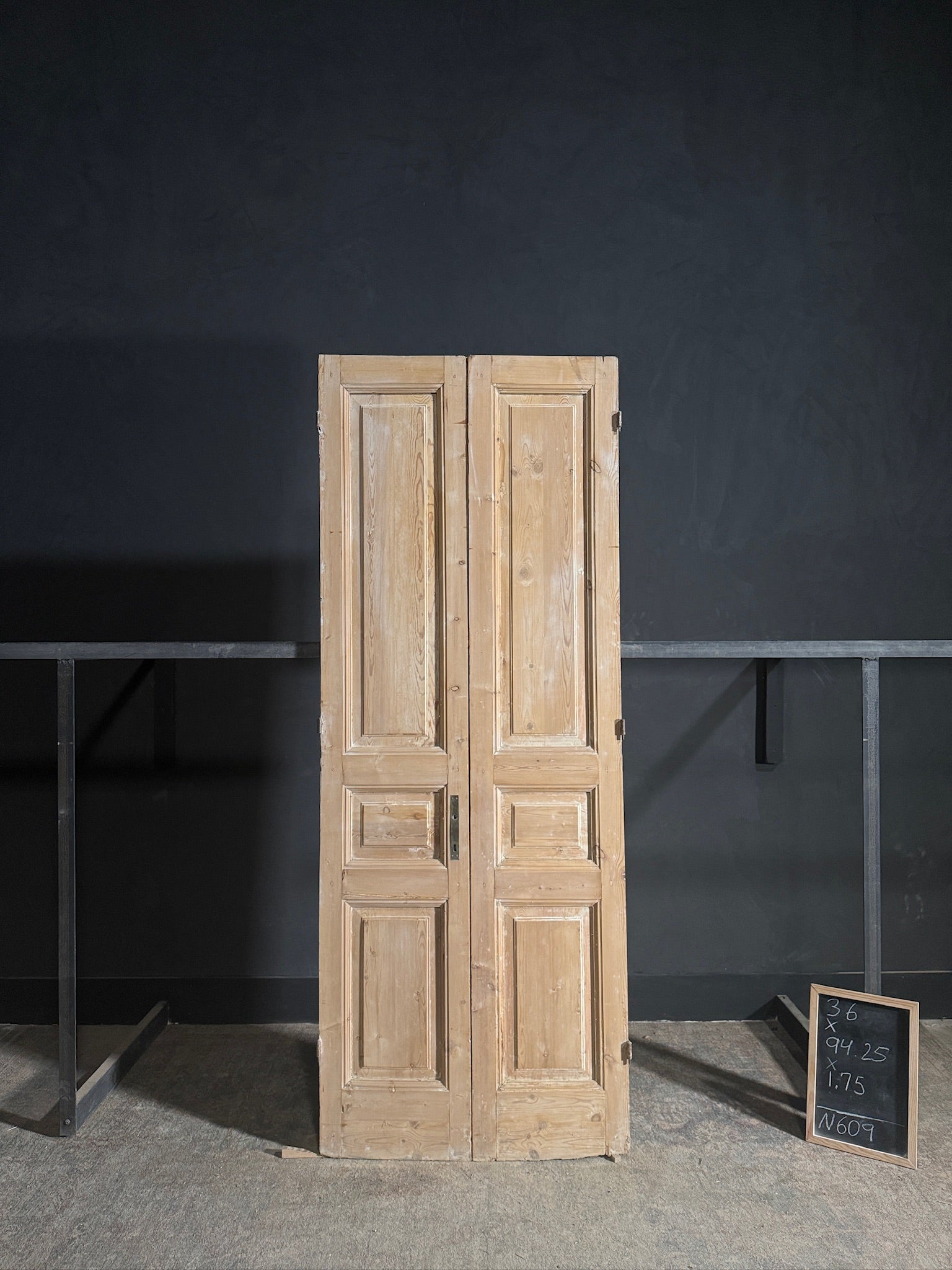 Antique 3 Panel Solid Double Doors - 36x94.25 - N609