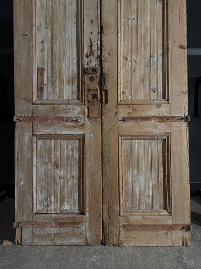 Antique Carved 3 Panel Double Doors - 51.5x104.5 - N544