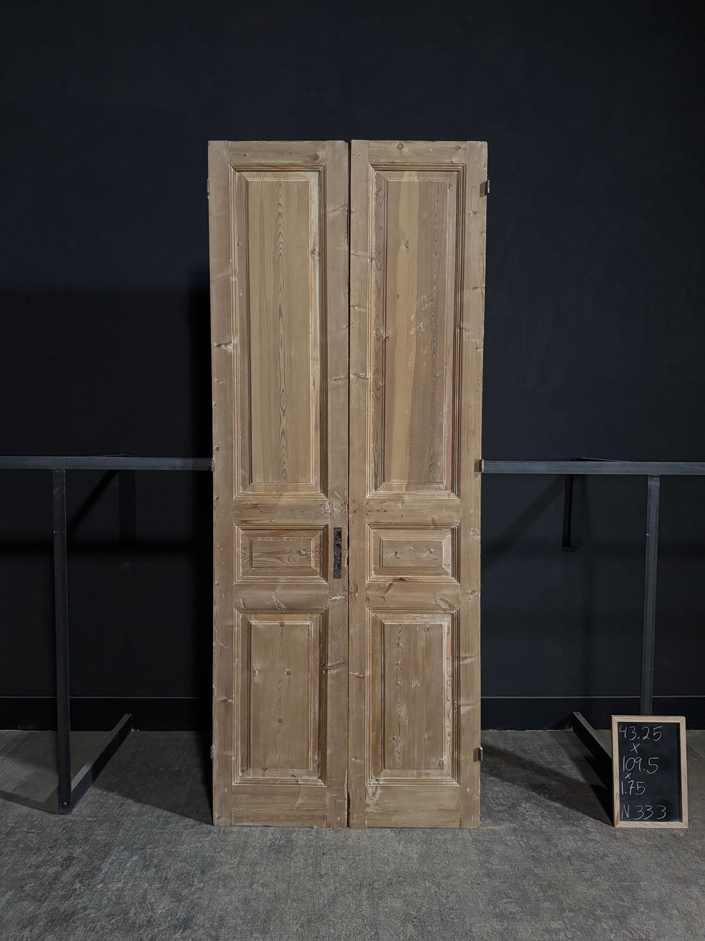 Antique 3 Panel Solid Double Doors - 43.25x109.5 - N333