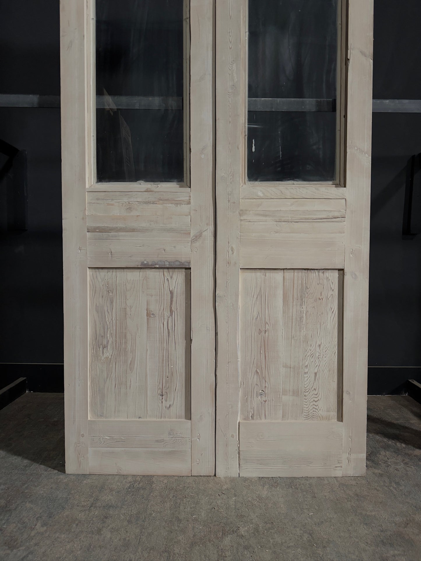 Antique Carved 1 Lite French Doors - 47.5x102.25 - N338