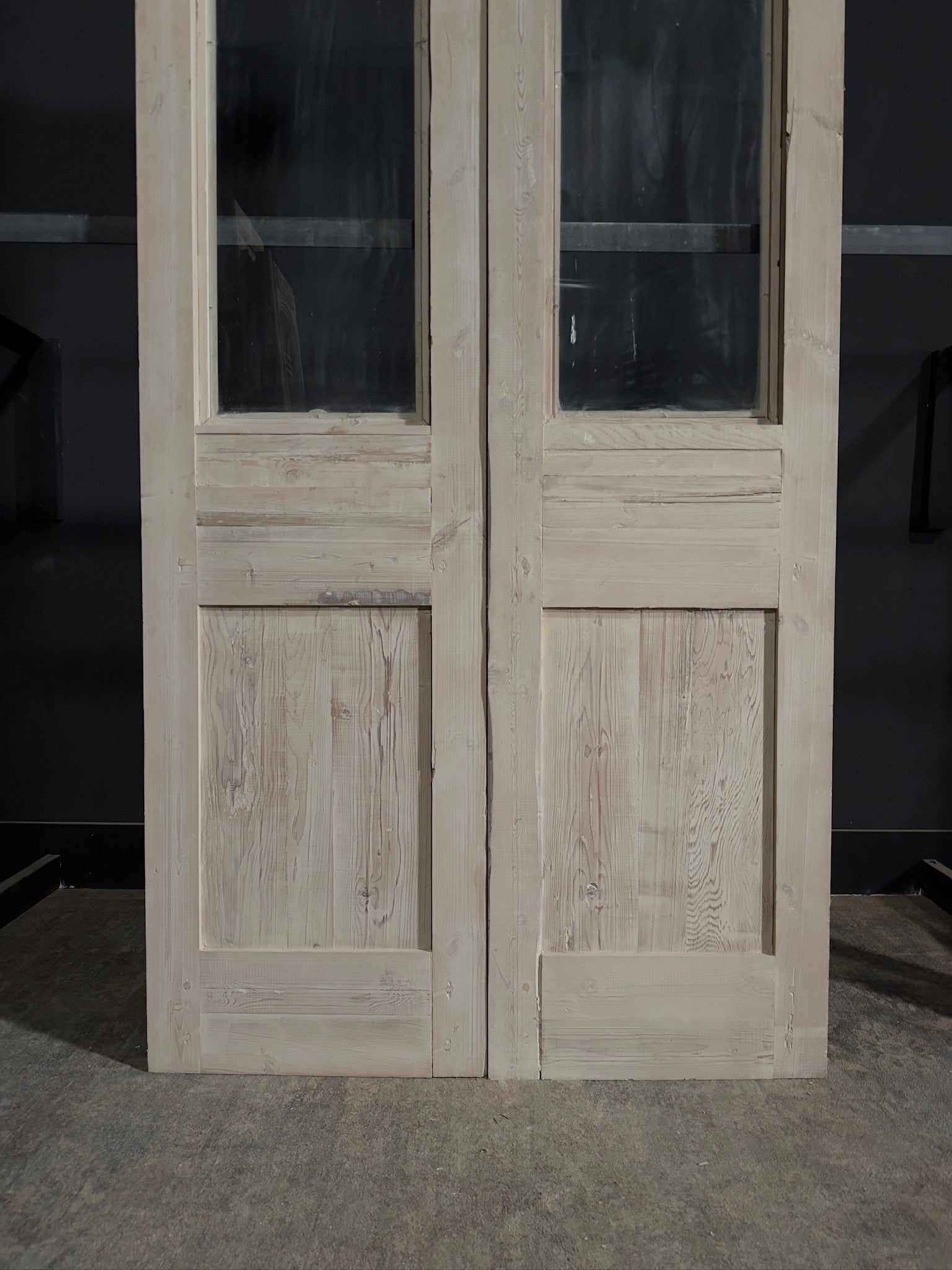 Antique Carved 1 Lite French Doors - 47.5x102.25 - N338
