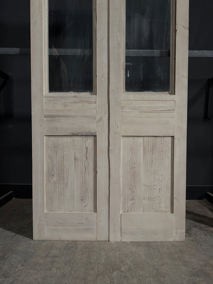 Antique Carved 1 Lite French Doors - 47.5x102.25 - N338