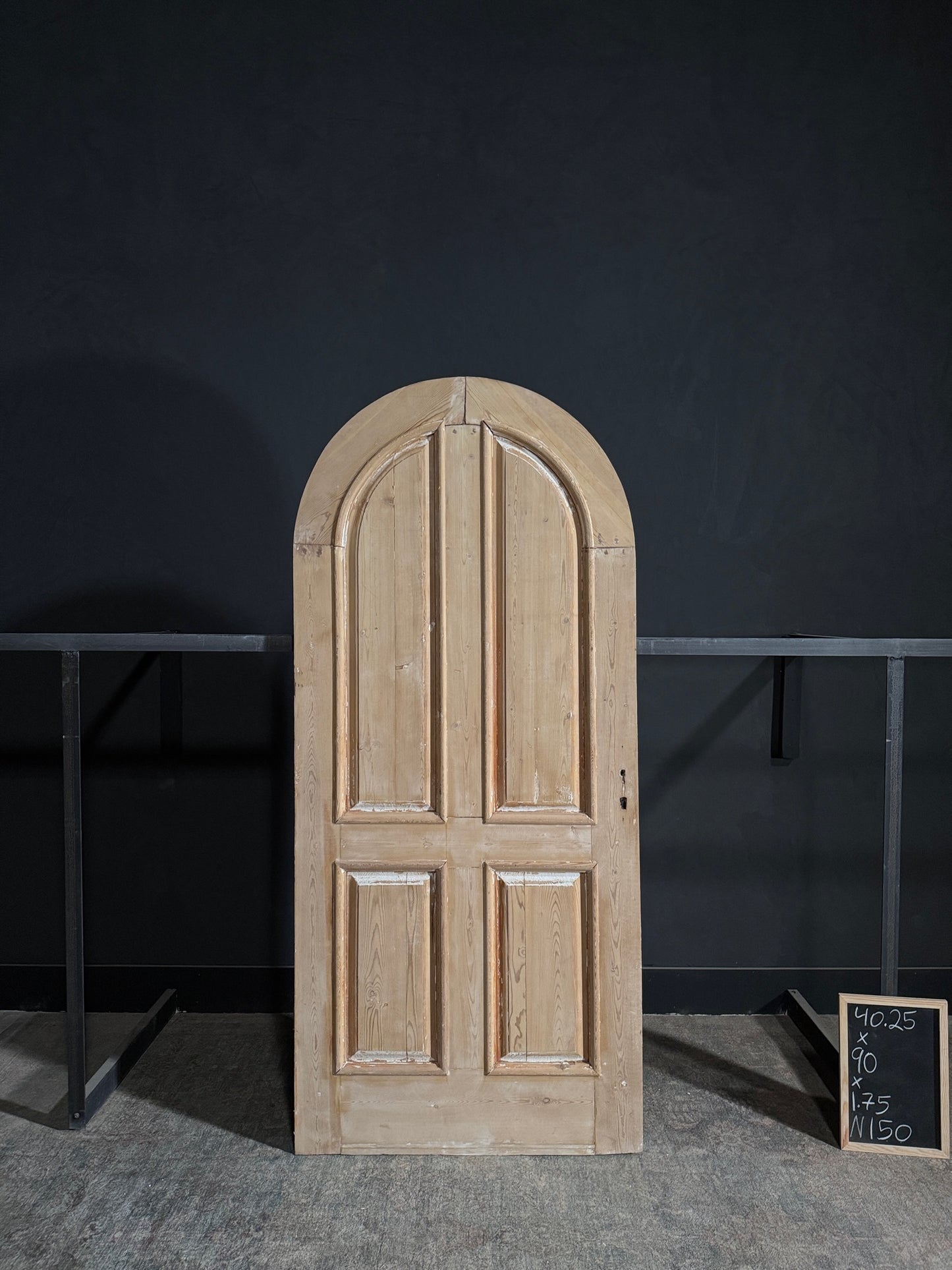 Antique 4 Panel Arched Solid Single Door - 40.25x90 - W150