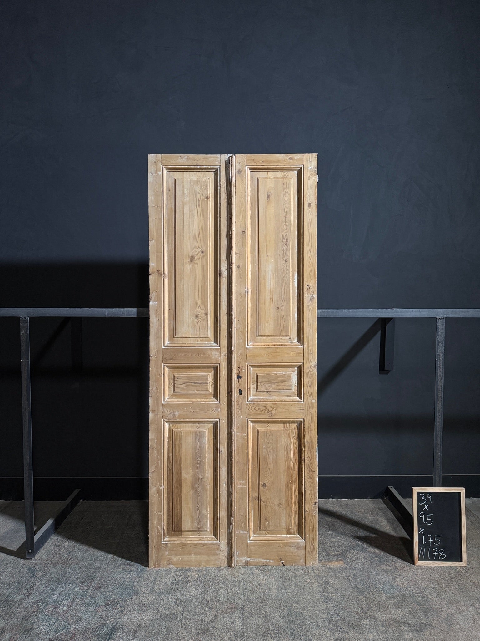 Antique 3 Panel Solid Double Doors - 39x95 - N178